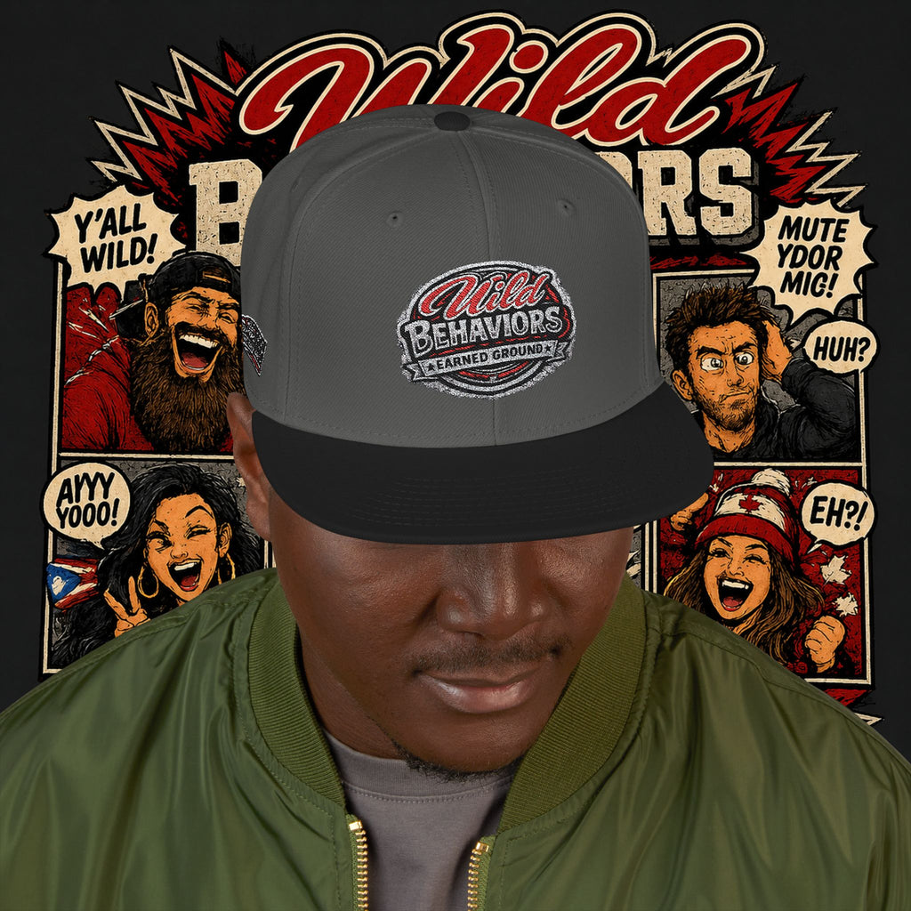 Earned Ground Cap Snapback Hat — 'Wild Behaviors' Embroidered Earned Ground Cap