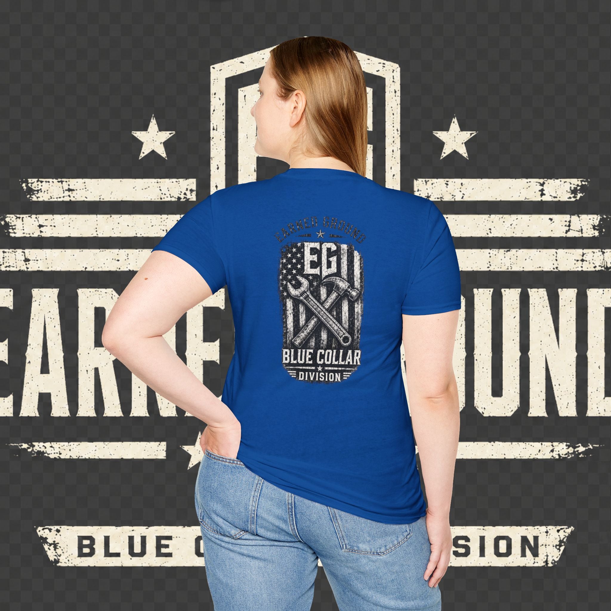 EARNED GROUND "BLUE COLLAR DIVISION" Coastal Calm Graphic T-Shirt