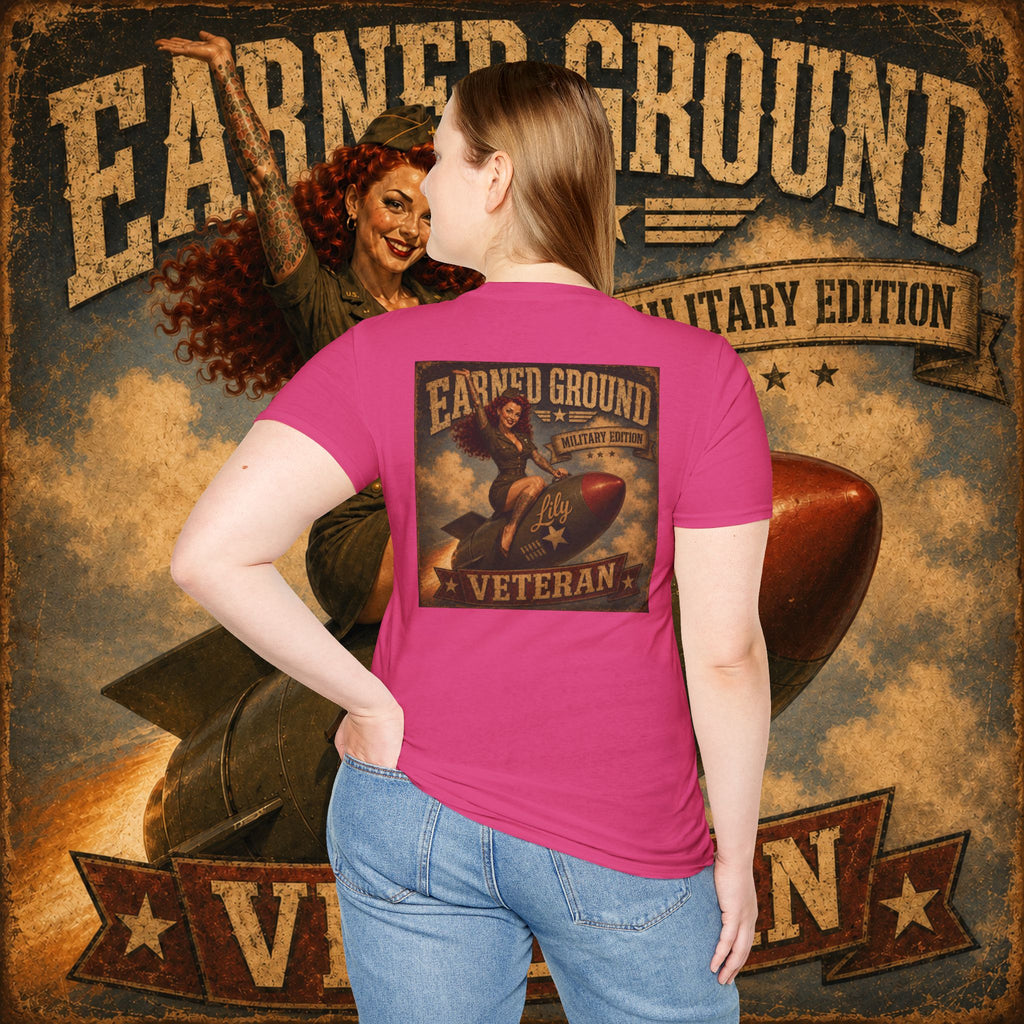 Earned Ground Veteran Division T‑Shirt —"LILY PINUP" VINTAGE SERVICE DIVISON