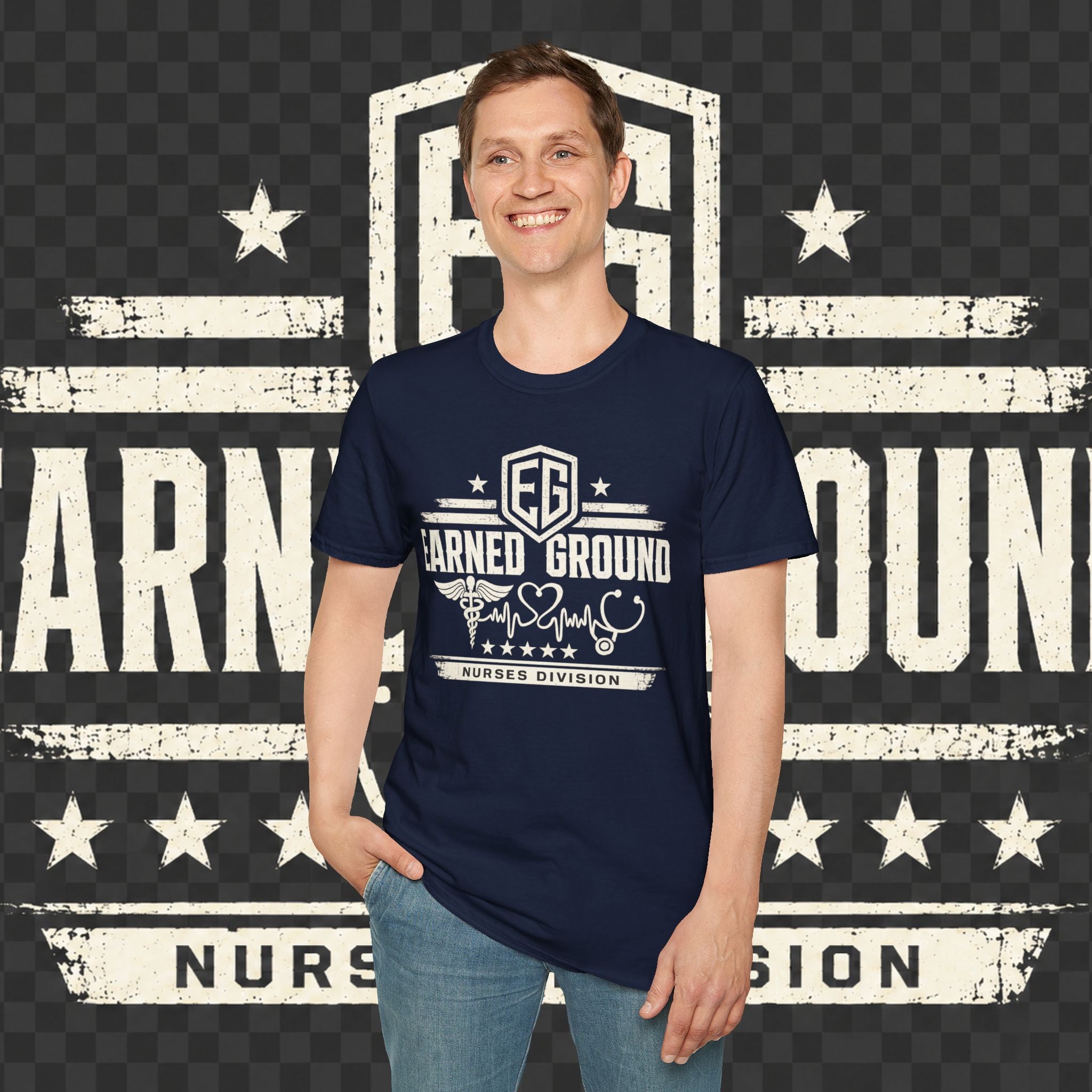Earned Ground Nurses Division T-Shirt — Nurse Appreciation Medical Heartbeat Tee
