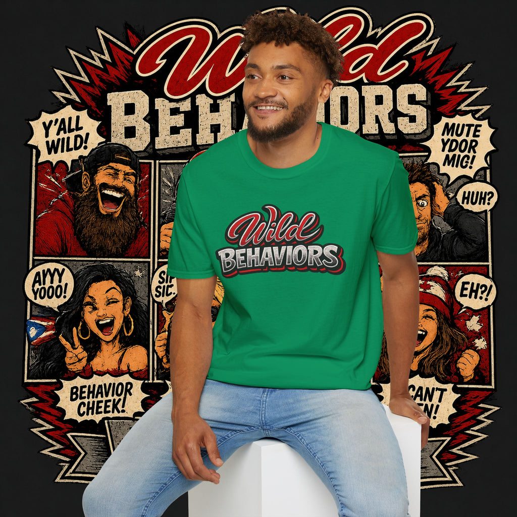 Earned Ground "Wild Behaviors" T-Shirt — Retro Red & White Graphic Tee
