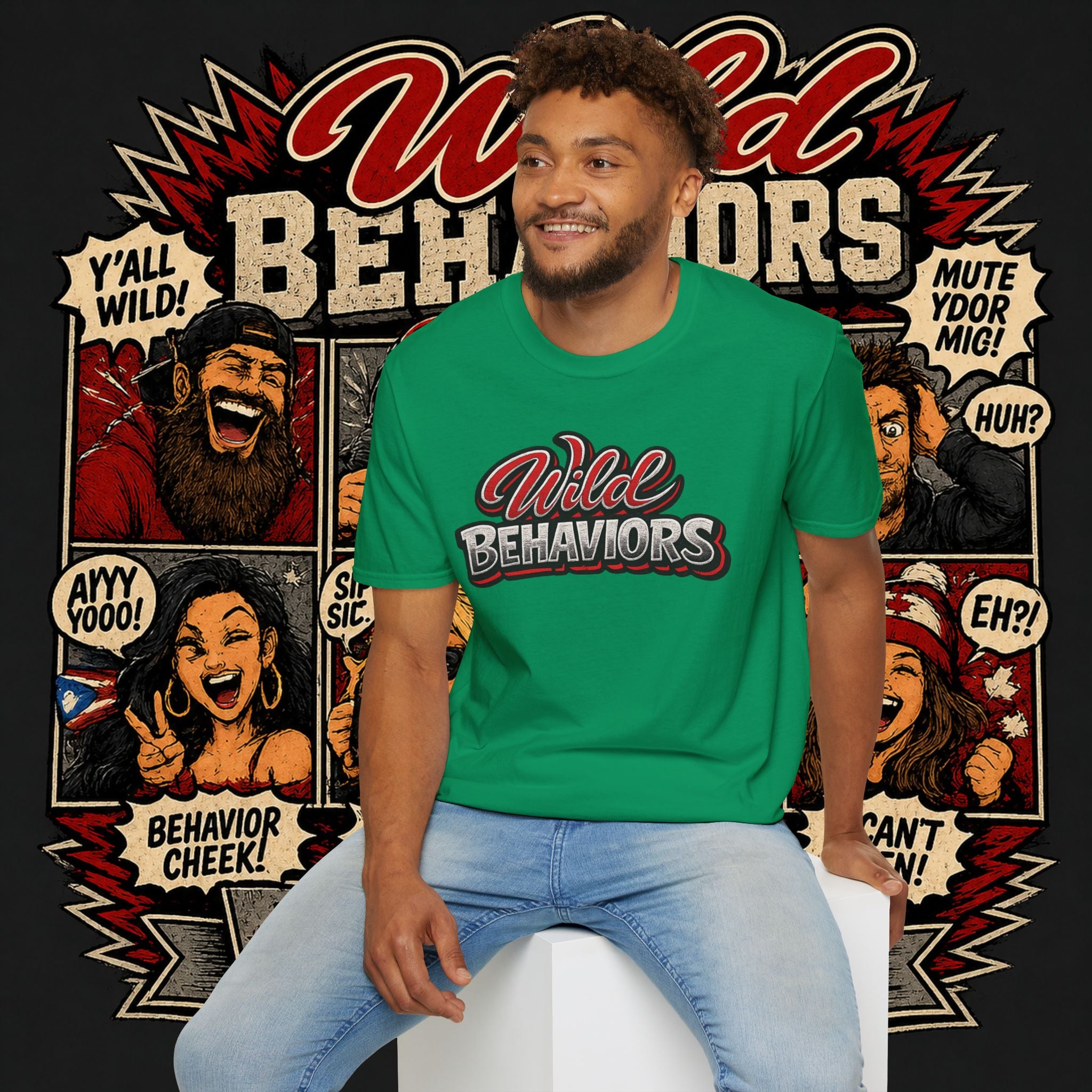 Earned Ground "Wild Behaviors" T-Shirt — Retro Red & White Graphic Tee