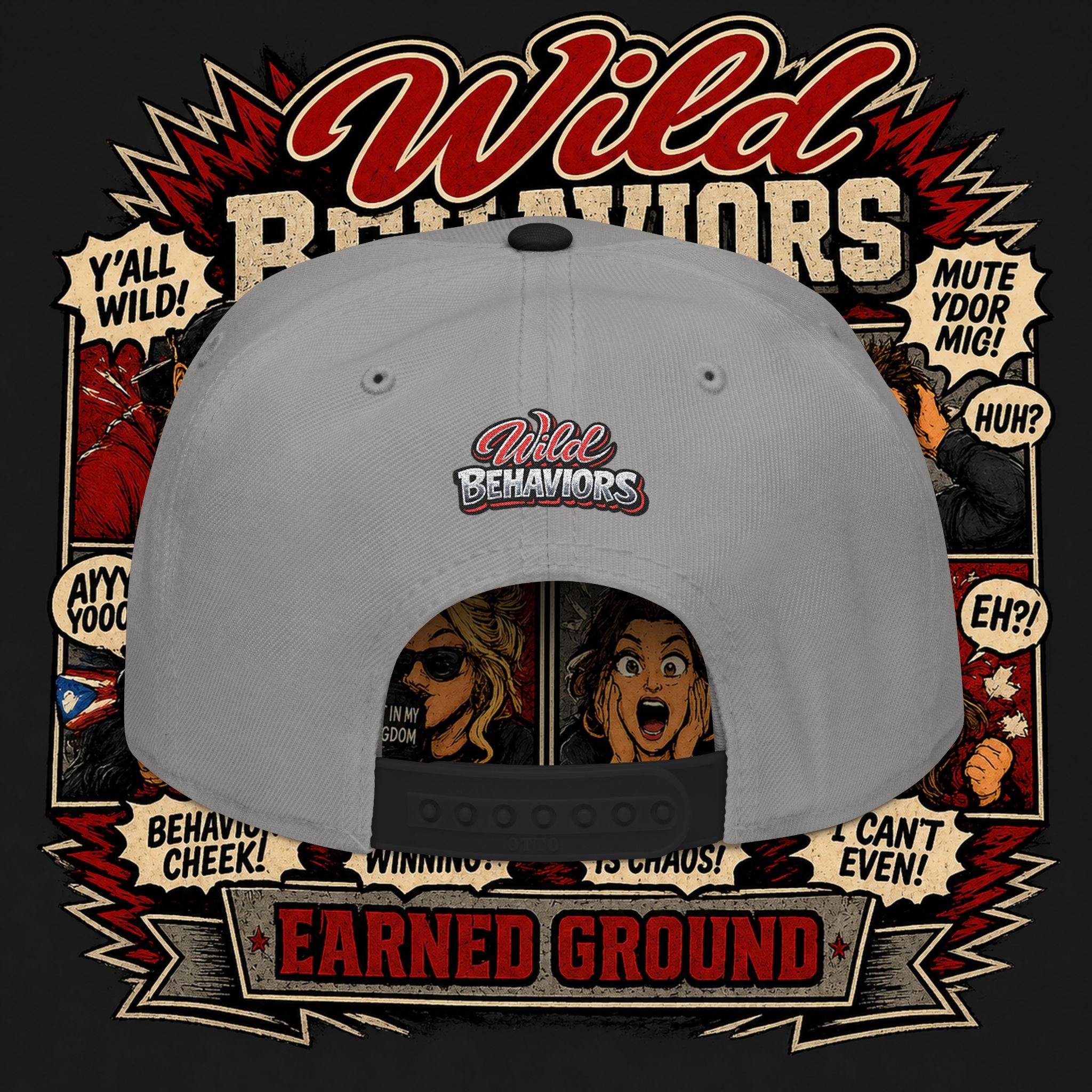 Earned Ground Cap Snapback Hat — 'Wild Behaviors' Embroidered Earned Ground Cap