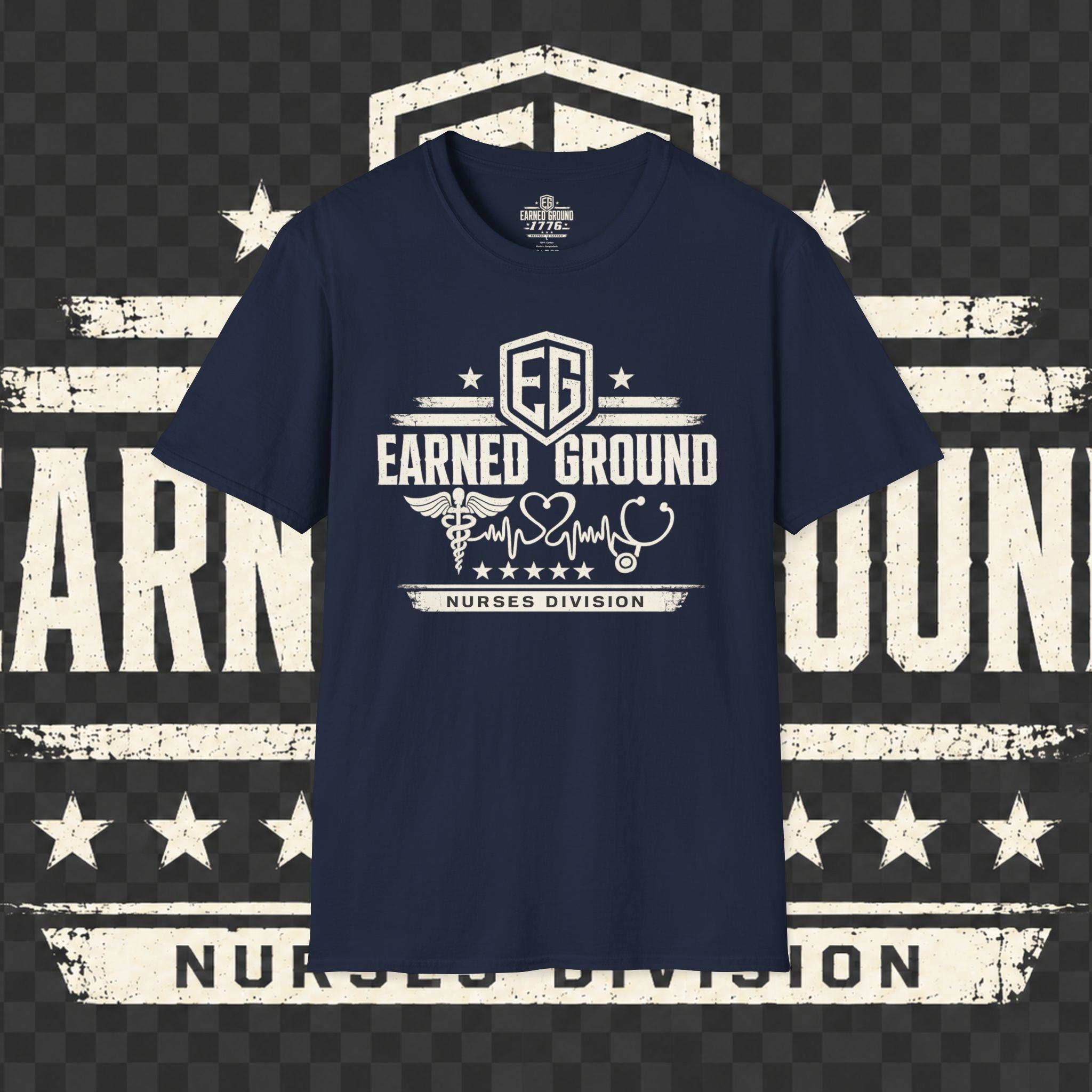 Earned Ground Nurses Division T-Shirt — Nurse Appreciation Medical Heartbeat Tee