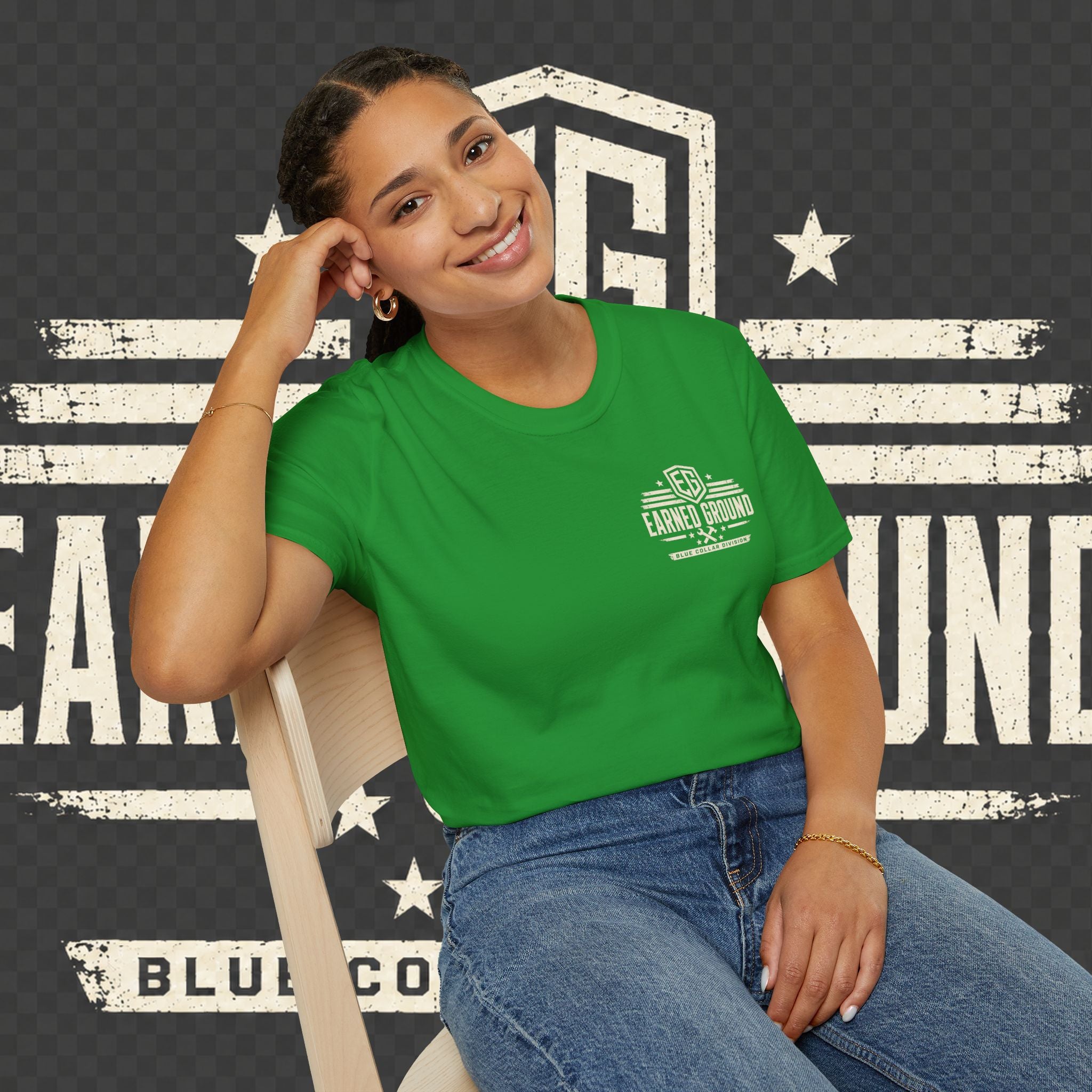 EARNED GROUND "BLUE COLLAR DIVISION" Coastal Calm Graphic T-Shirt