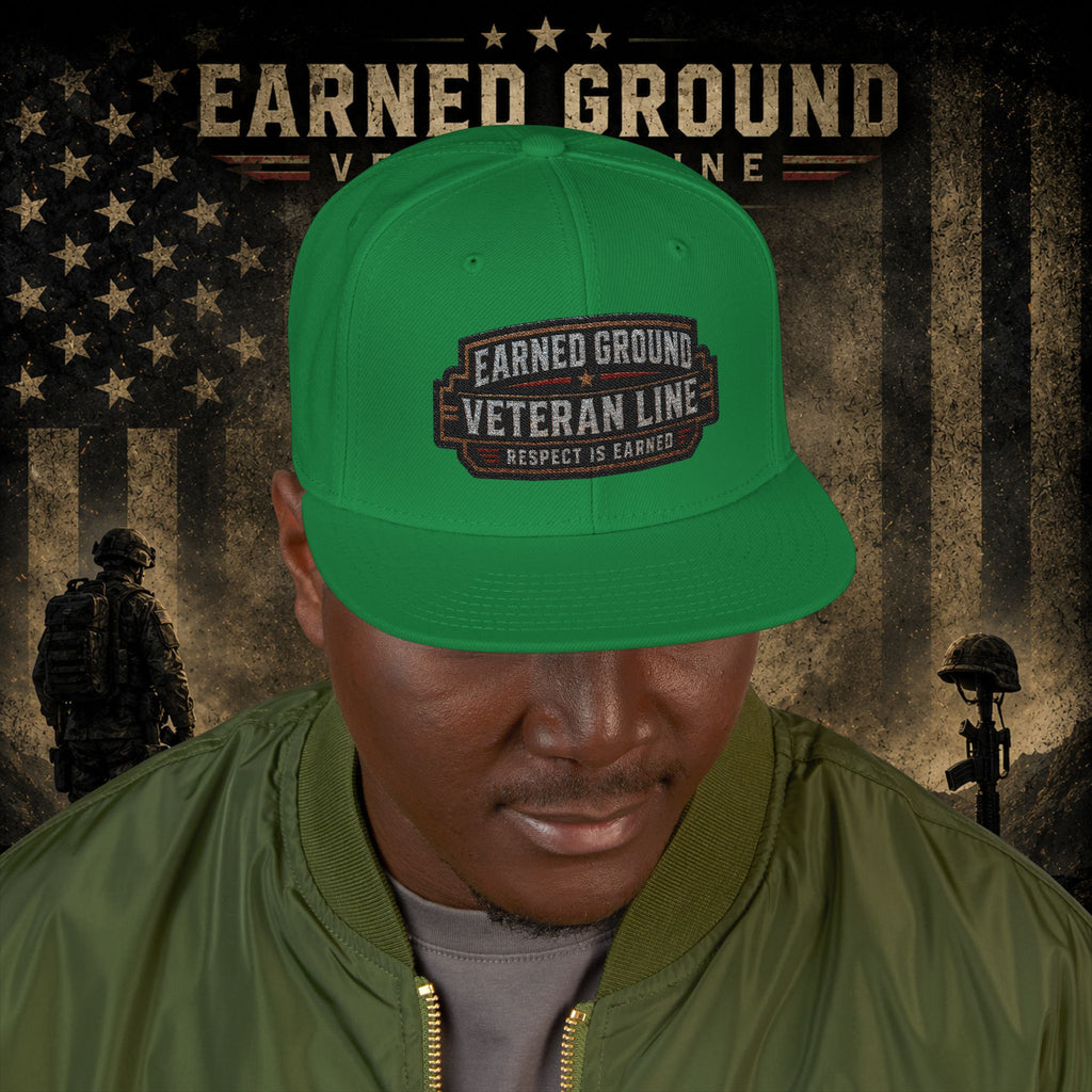 Earned Ground Veteran Line  Embroidered Snapback Hat