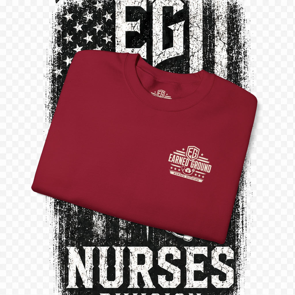 EARNED GROUND Nurses Division Crewneck Sweatshirt – Nurses Caduceus Badge Design