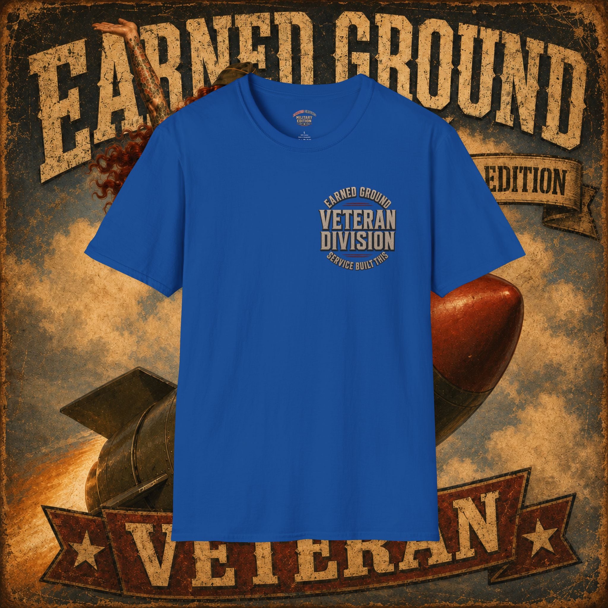 Earned Ground Veteran Division T‑Shirt —"LILY PINUP" VINTAGE SERVICE DIVISON