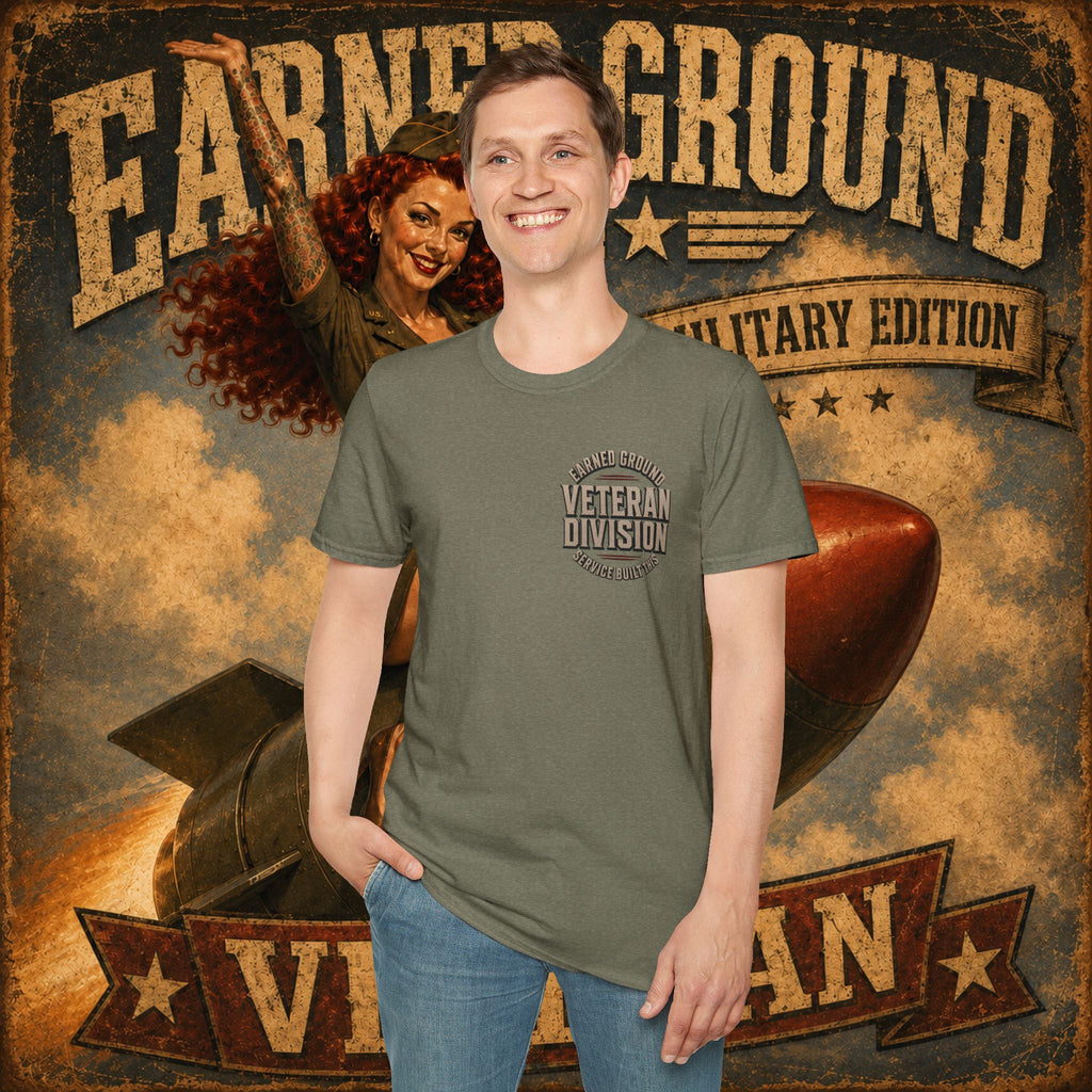 Earned Ground Veteran Division T‑Shirt —"LILY PINUP" VINTAGE SERVICE DIVISON