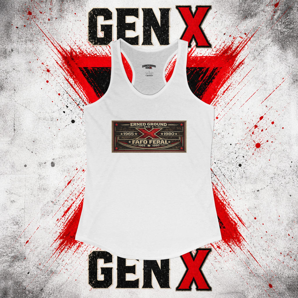 EARNED GROUND: GEN X FAFO FERAL 1965 - 1980 Racerback Tank
