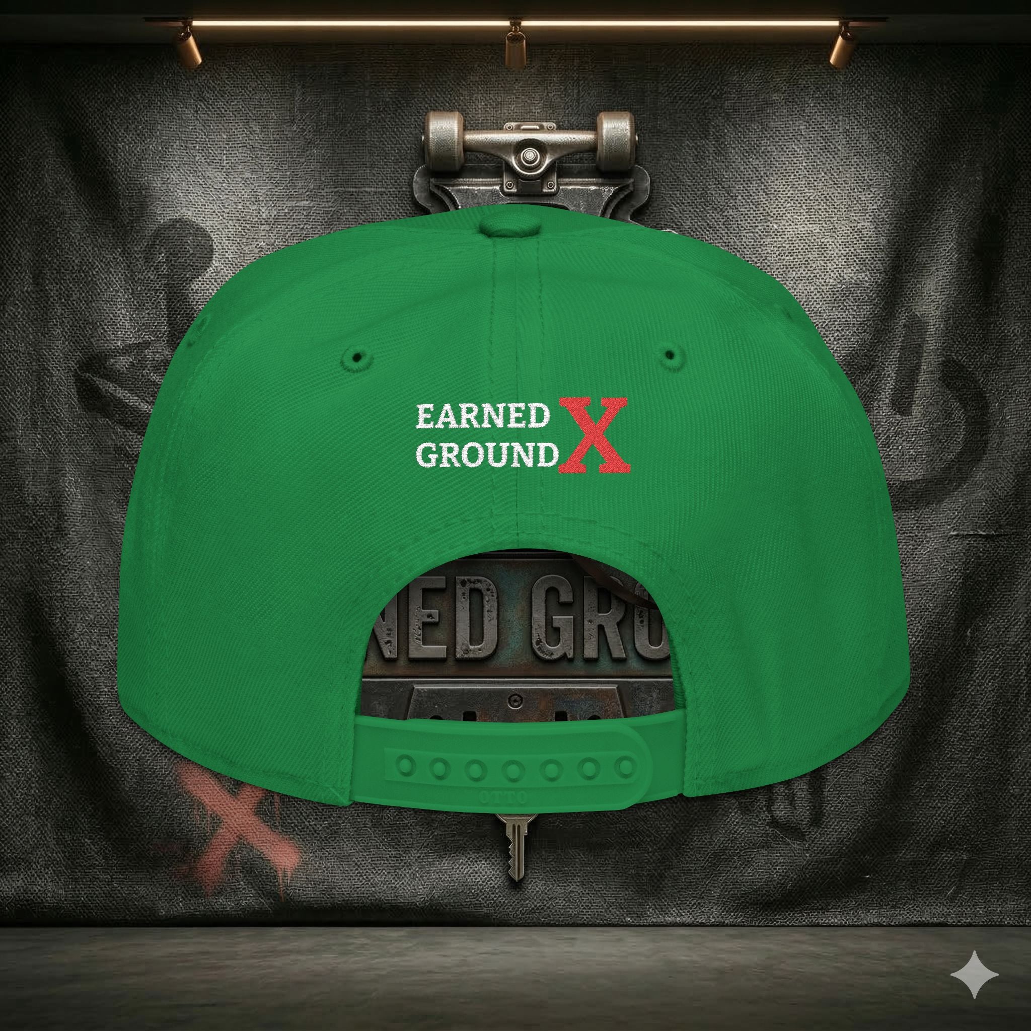 EARNED GROUND GEN 'X' EMBROIDED Snapback Hat — Vintage Red  GEN X Patch Logo Cap