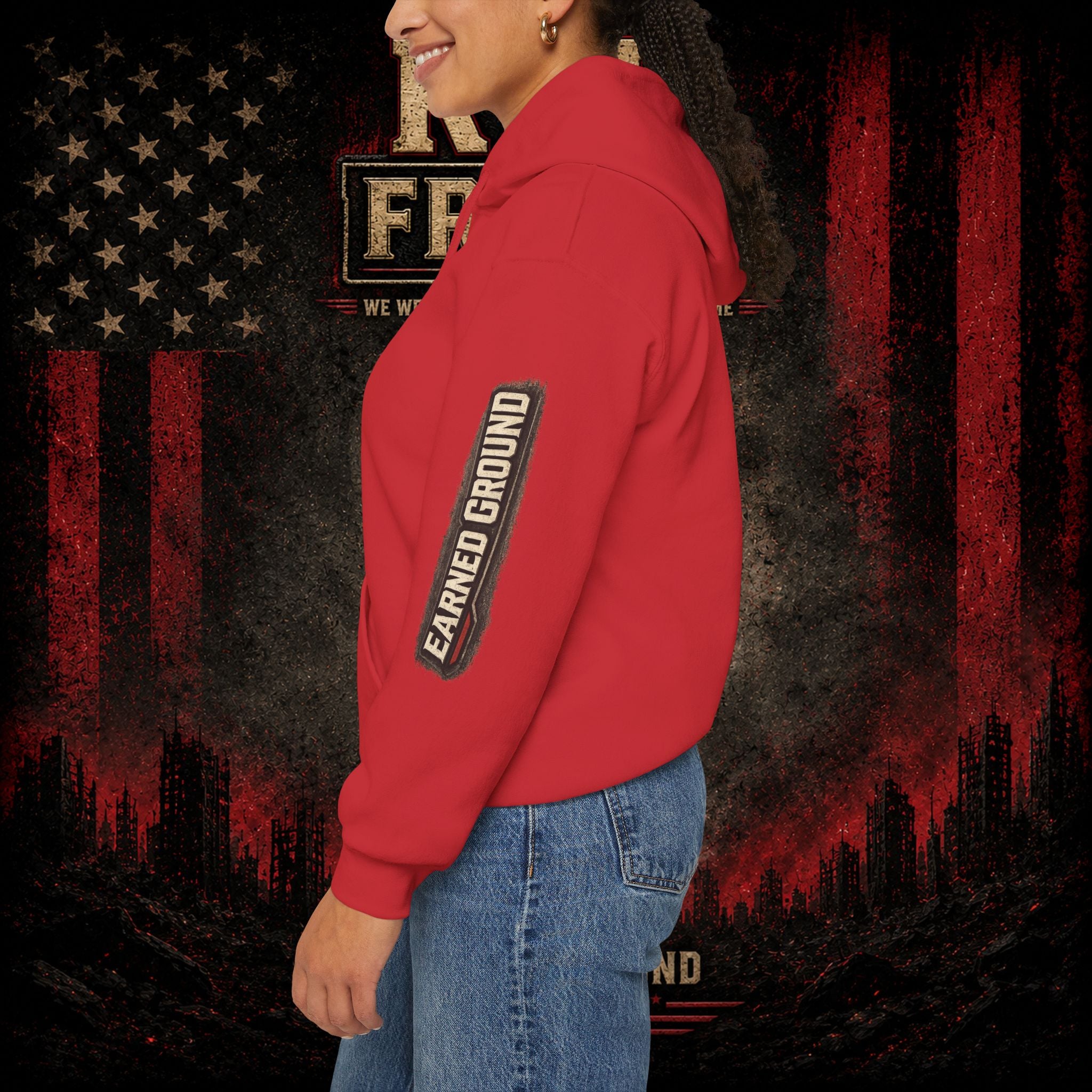 Red Friday Hoodie — " WE WEAR READ UNITL THE ALL COME HOME" Veterans American Flag Pullover