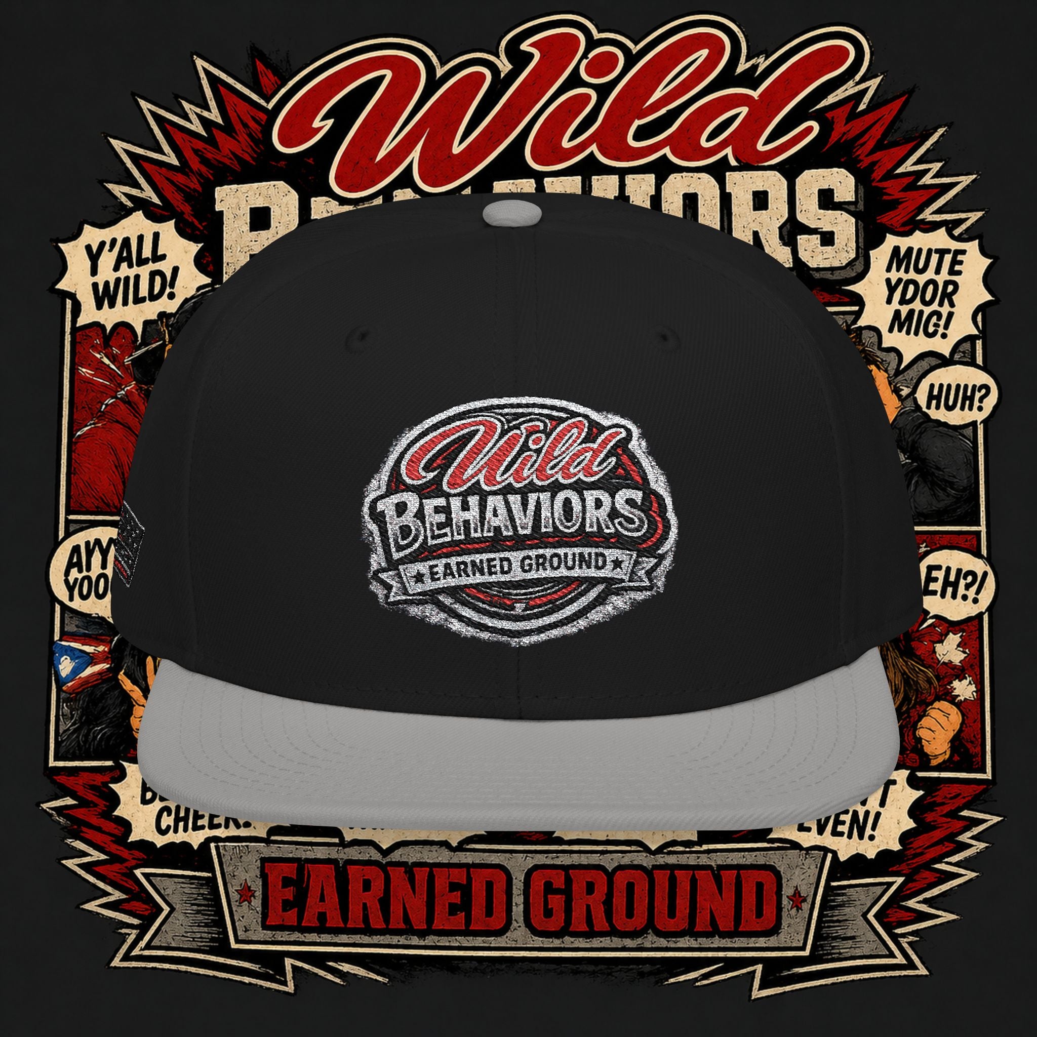 Earned Ground Cap Snapback Hat — 'Wild Behaviors' Embroidered Earned Ground Cap
