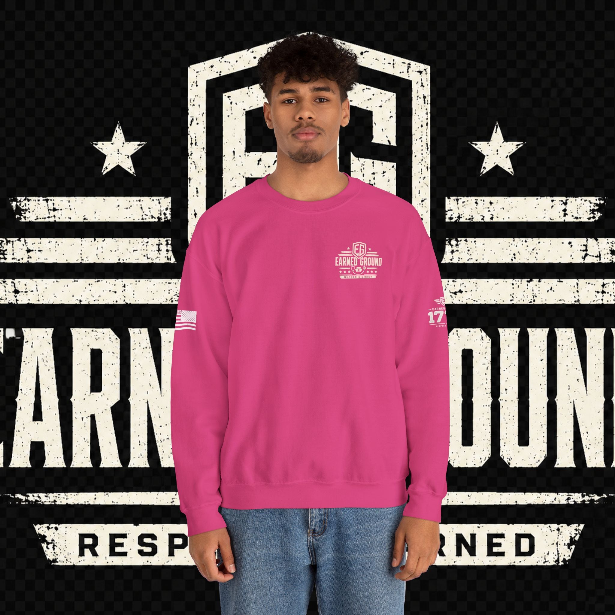 EARNED GROUND Nurses Division Crewneck Sweatshirt – Nurses Caduceus Badge Design