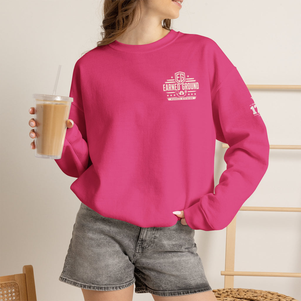 EARNED GROUND Nurses Division Crewneck Sweatshirt – Nurses Caduceus Badge Design