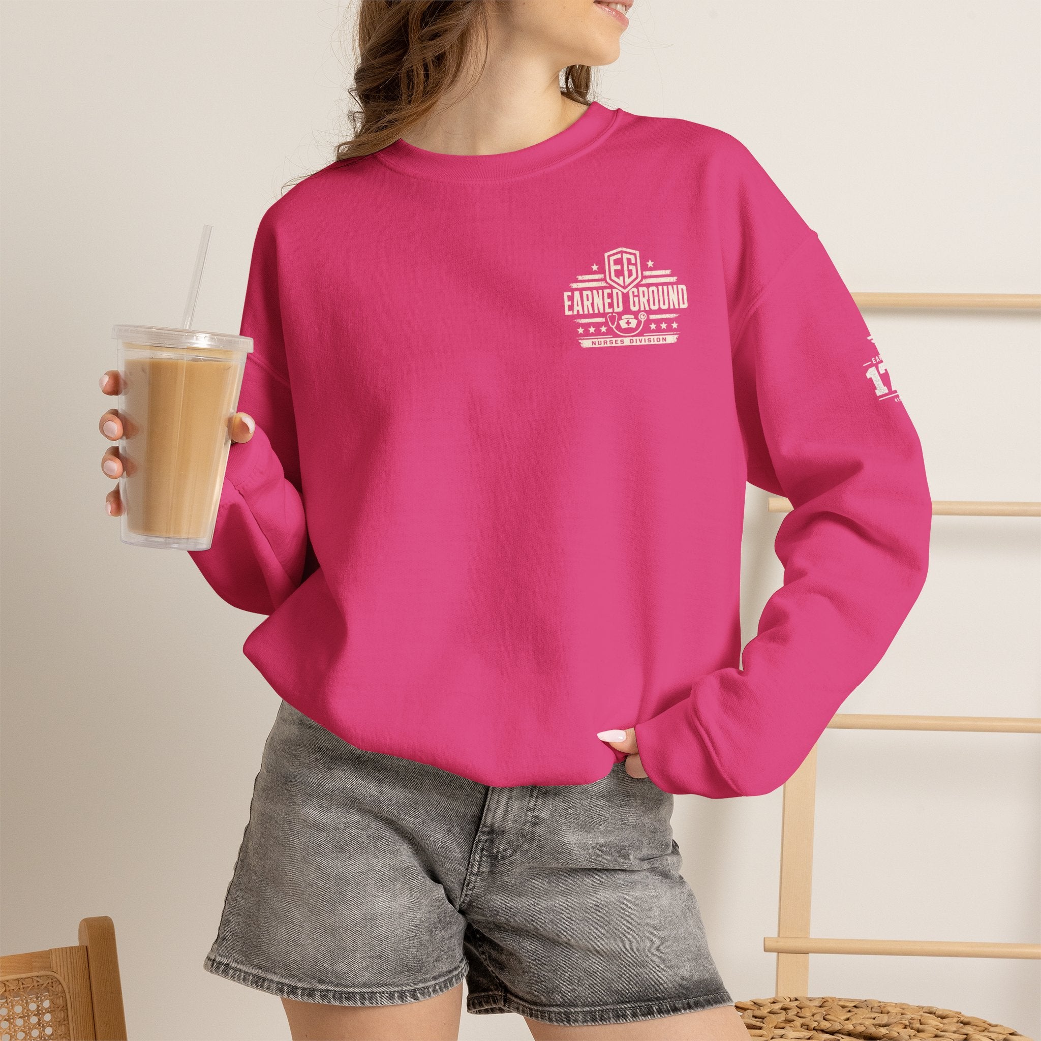 EARNED GROUND Nurses Division Crewneck Sweatshirt – Nurses Caduceus Badge Design
