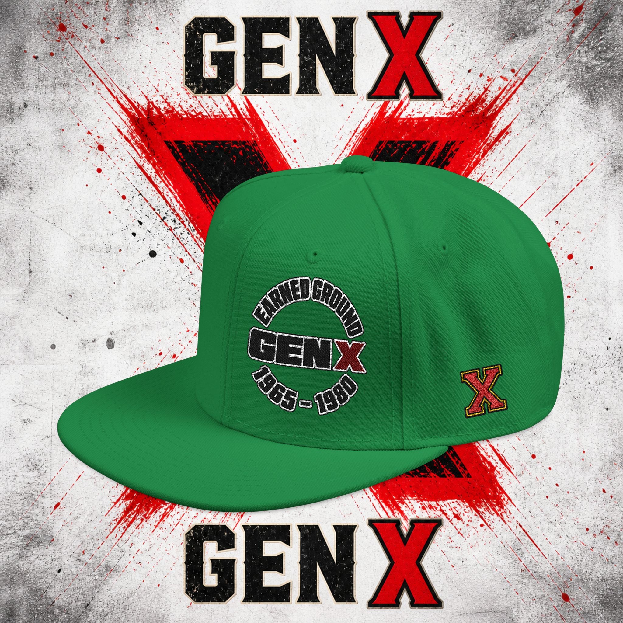 Gen X Embroidered Flat Bill Ball Cap — Gen X Proud 1965–1980