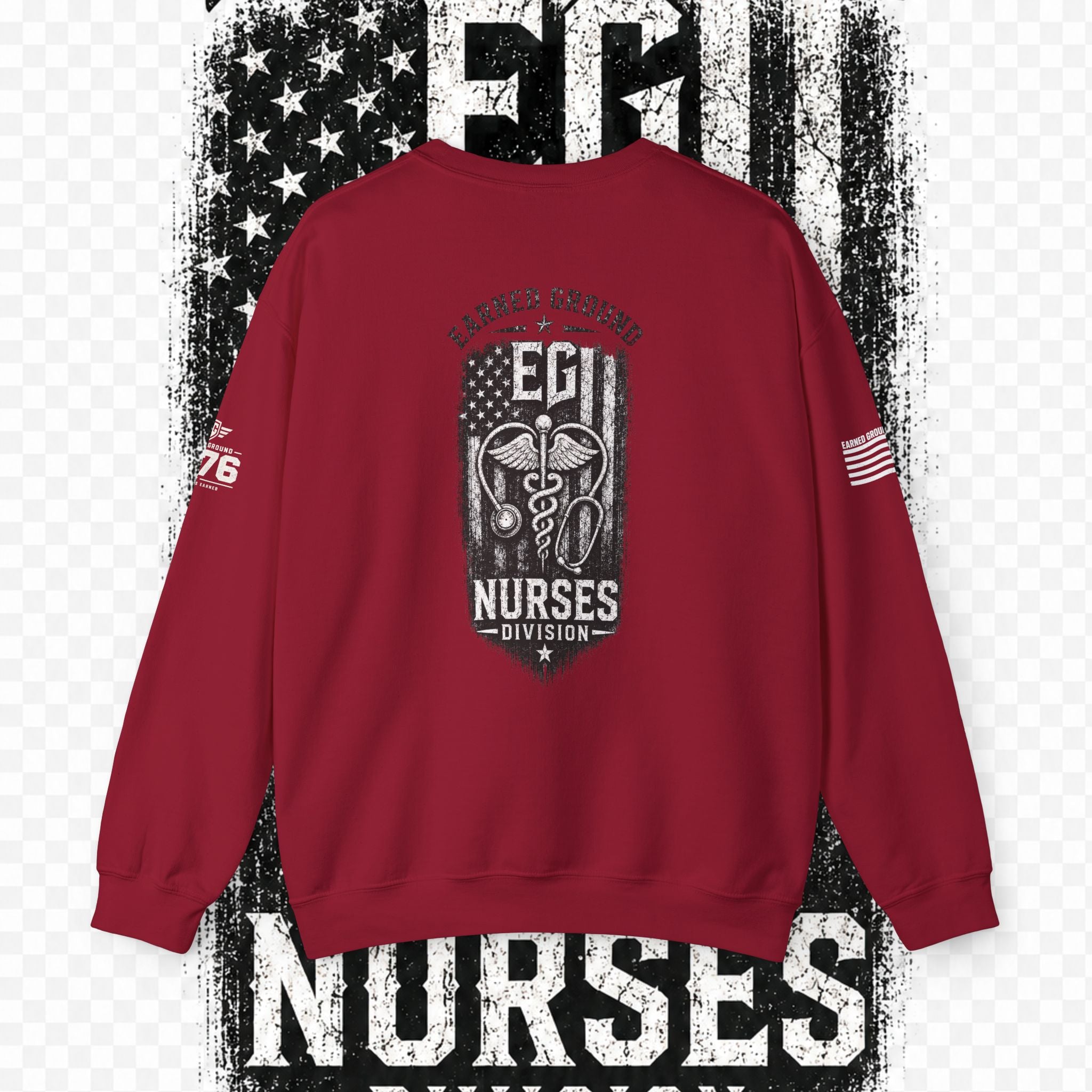 EARNED GROUND Nurses Division Crewneck Sweatshirt – Nurses Caduceus Badge Design