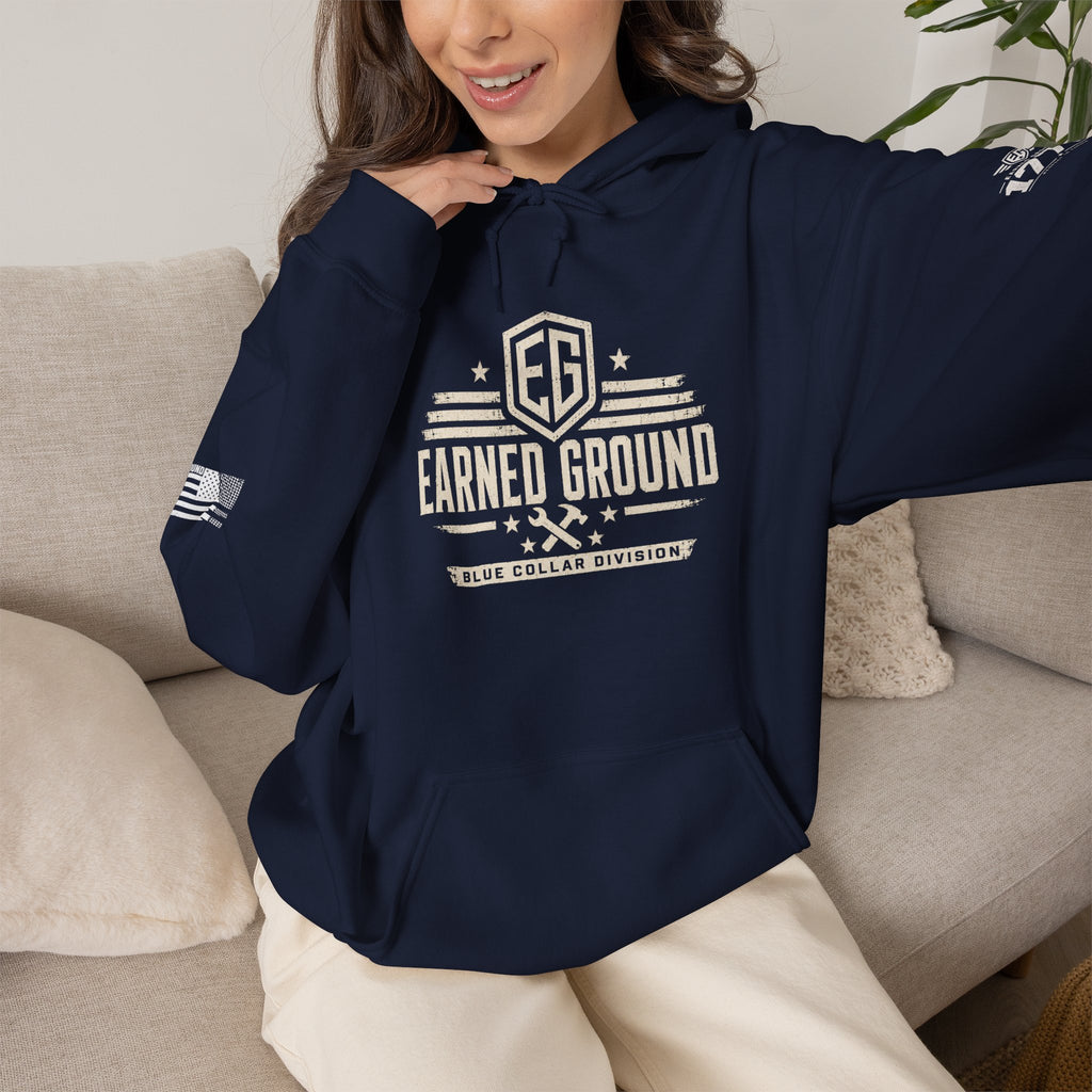 Earned Ground Blue Collar Hoodie – Blue Collar Division Hoodie