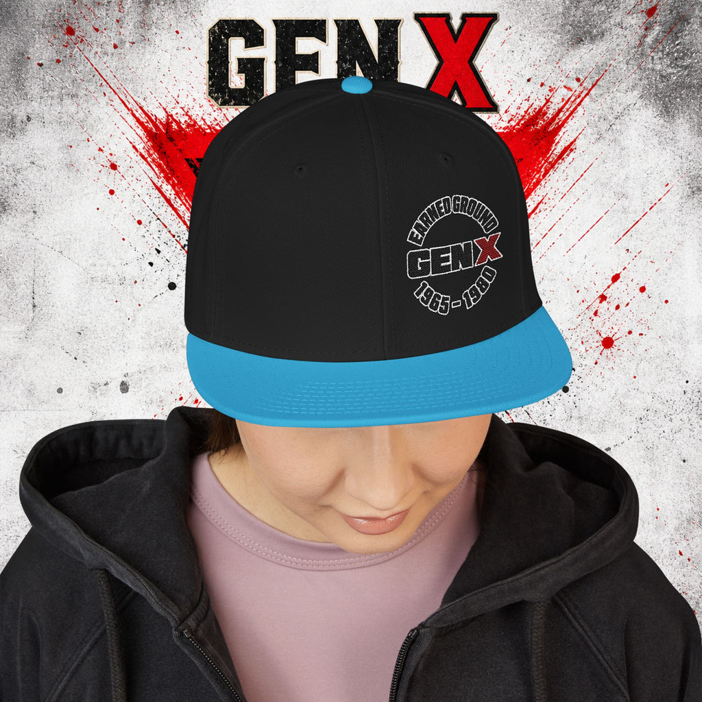 Gen X Embroidered Flat Bill Ball Cap — Gen X Proud 1965–1980