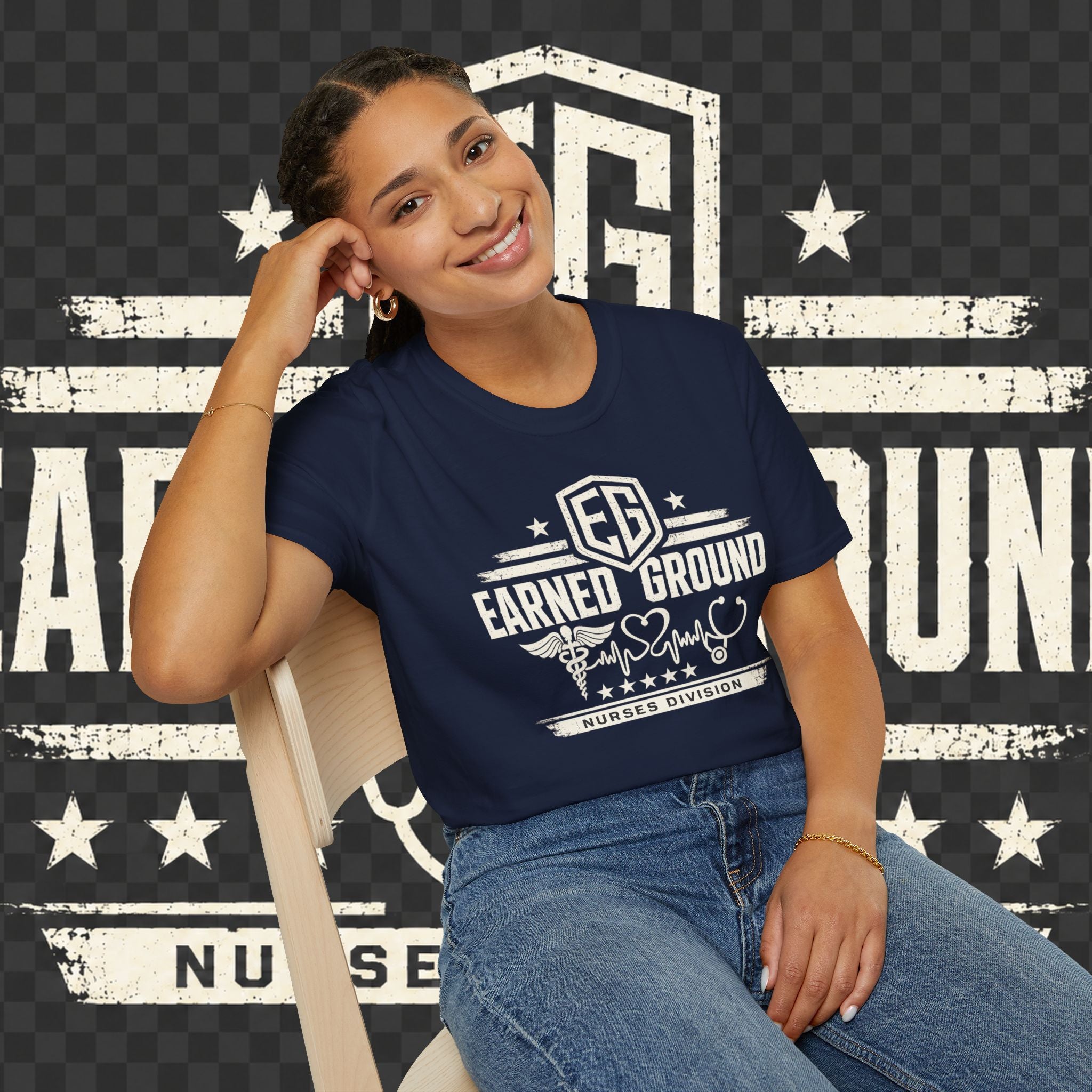 Earned Ground Nurses Division T-Shirt — Nurse Appreciation Medical Heartbeat Tee