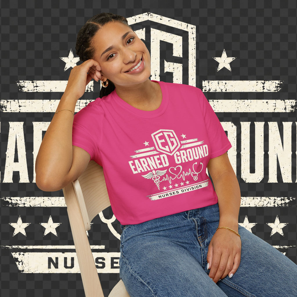 Earned Ground Nurses Division T-Shirt — Nurse Appreciation Medical Heartbeat Tee