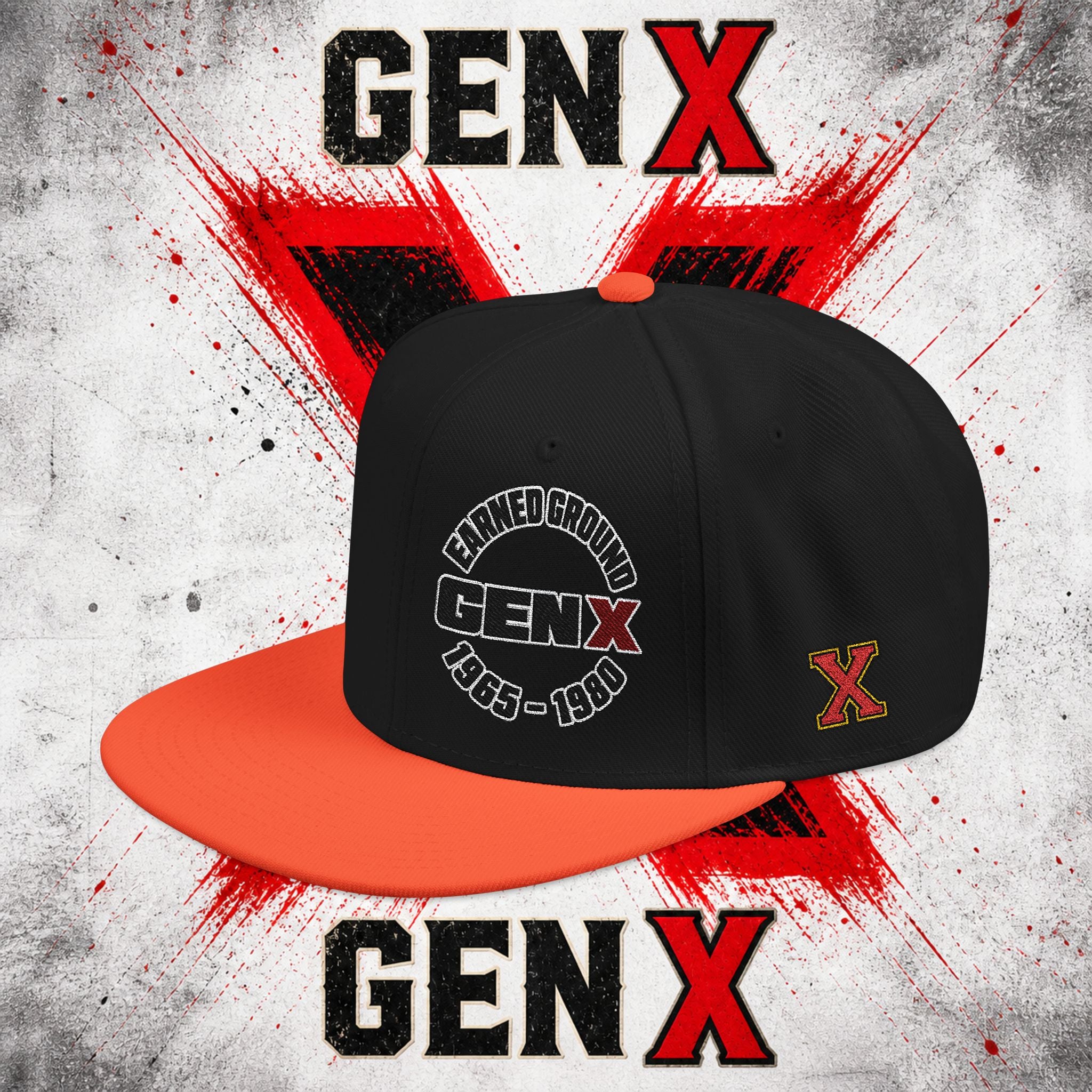 Gen X Embroidered Flat Bill Ball Cap — Gen X Proud 1965–1980