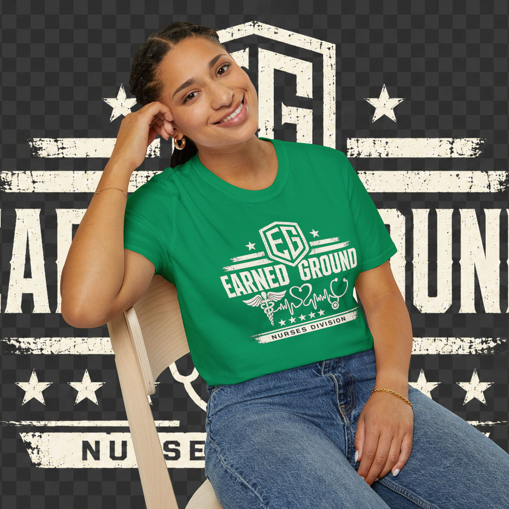 Earned Ground Nurses Division T-Shirt — Nurse Appreciation Medical Heartbeat Tee