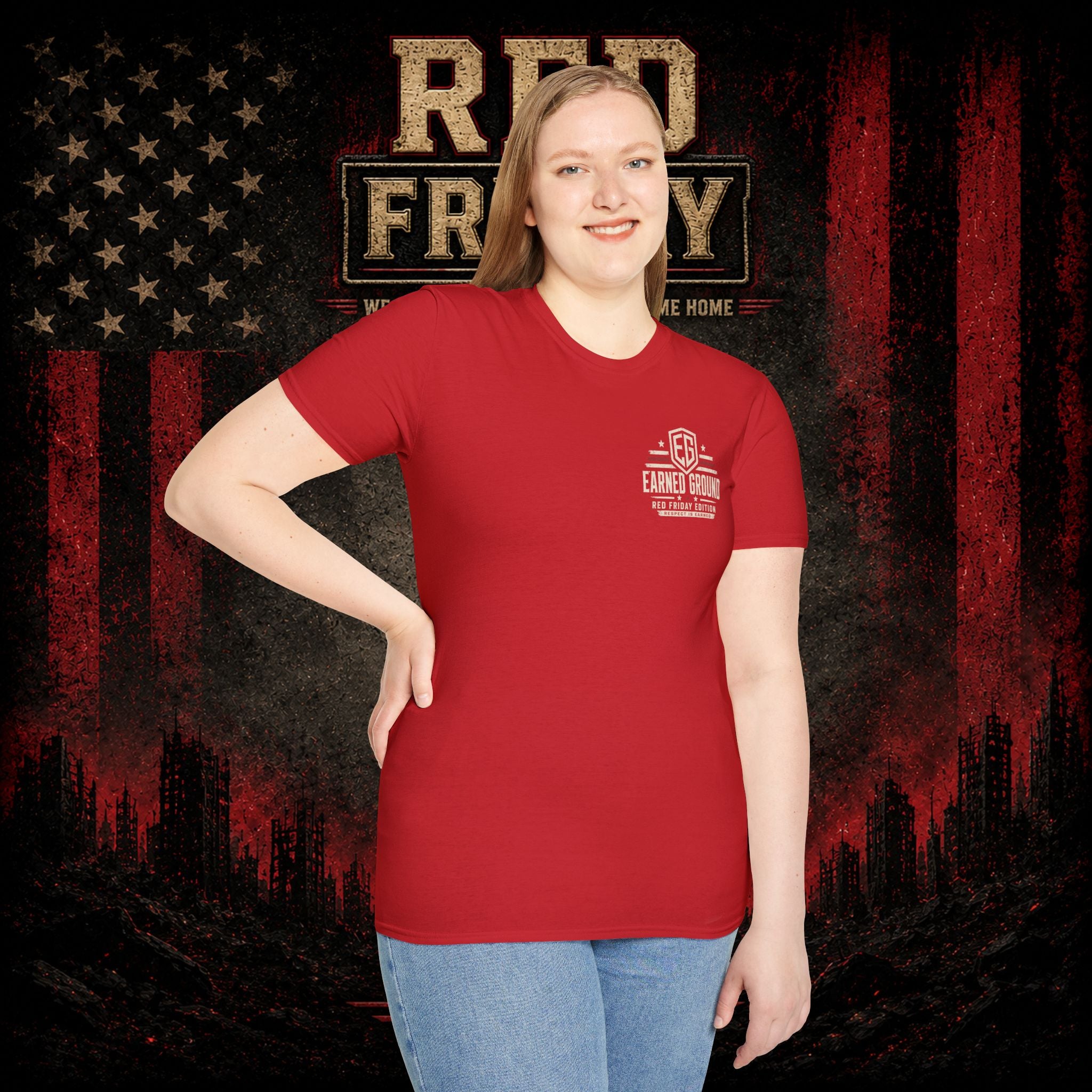 Earned Ground EG Military Flag T-Shirt — Red Friday Patriot Tee