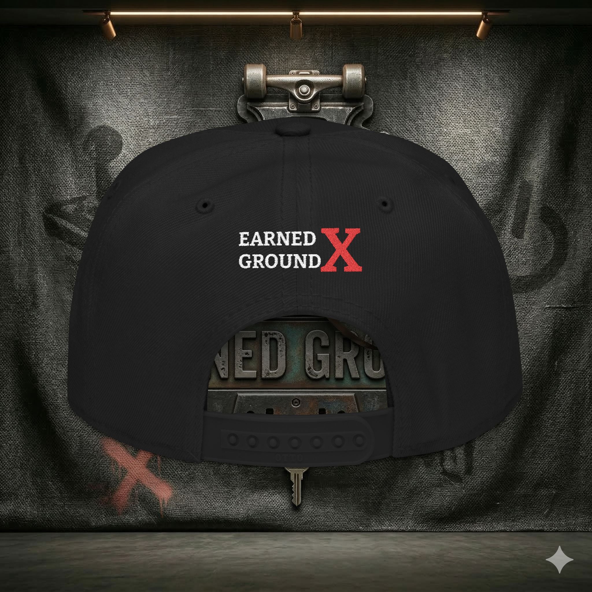 EARNED GROUND GEN 'X' EMBROIDED Snapback Hat — Vintage Red  GEN X Patch Logo Cap