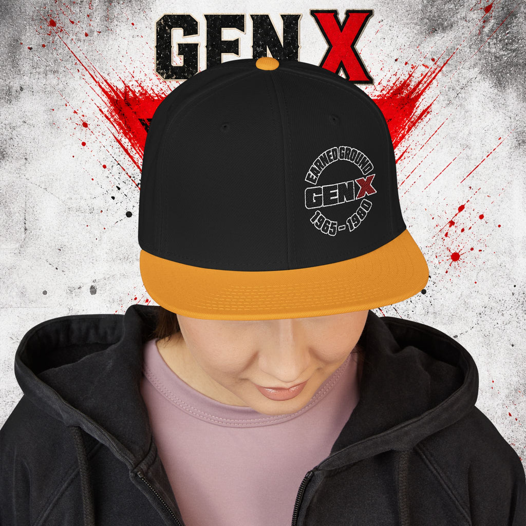 Gen X Embroidered Flat Bill Ball Cap — Gen X Proud 1965–1980