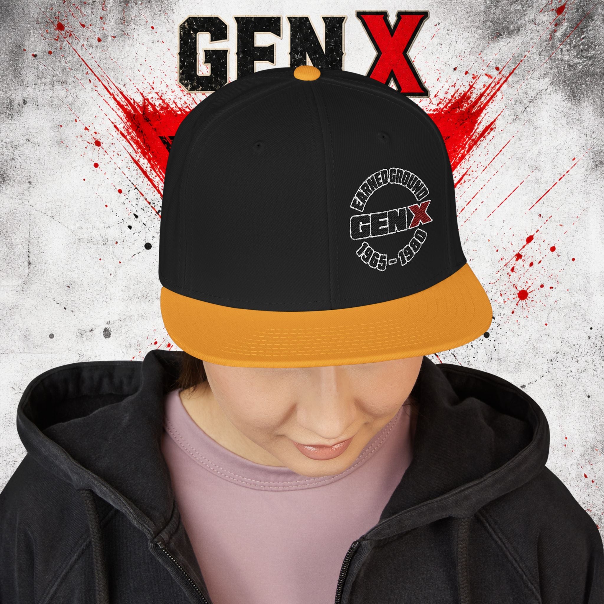 Gen X Embroidered Flat Bill Ball Cap — Gen X Proud 1965–1980