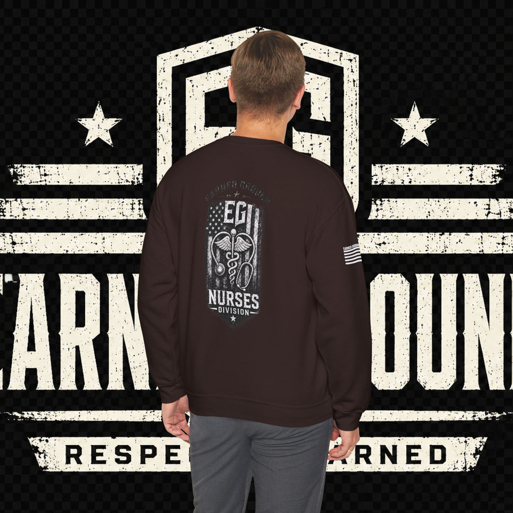 EARNED GROUND Nurses Division Crewneck Sweatshirt – Nurses Caduceus Badge Design