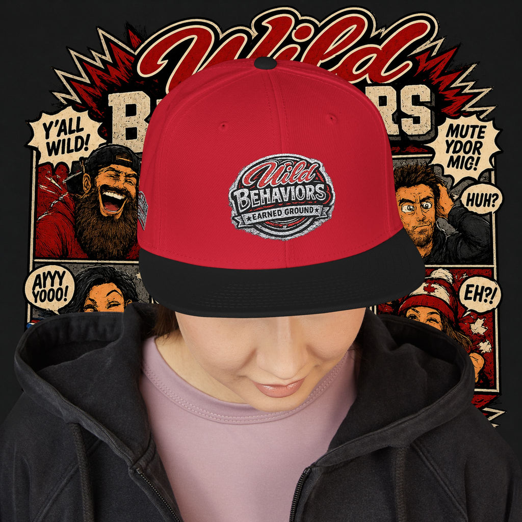 Earned Ground Cap Snapback Hat — 'Wild Behaviors' Embroidered Earned Ground Cap