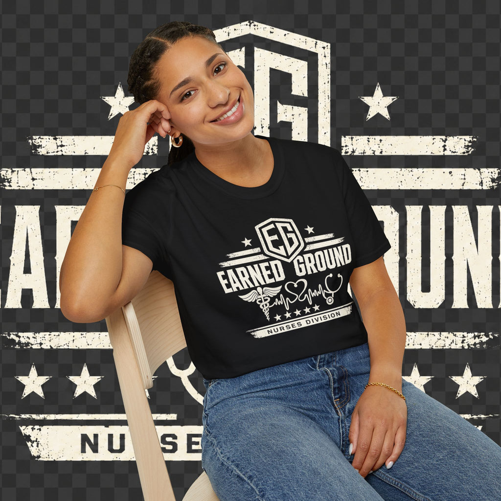 Earned Ground Nurses Division T-Shirt — Nurse Appreciation Medical Heartbeat Tee