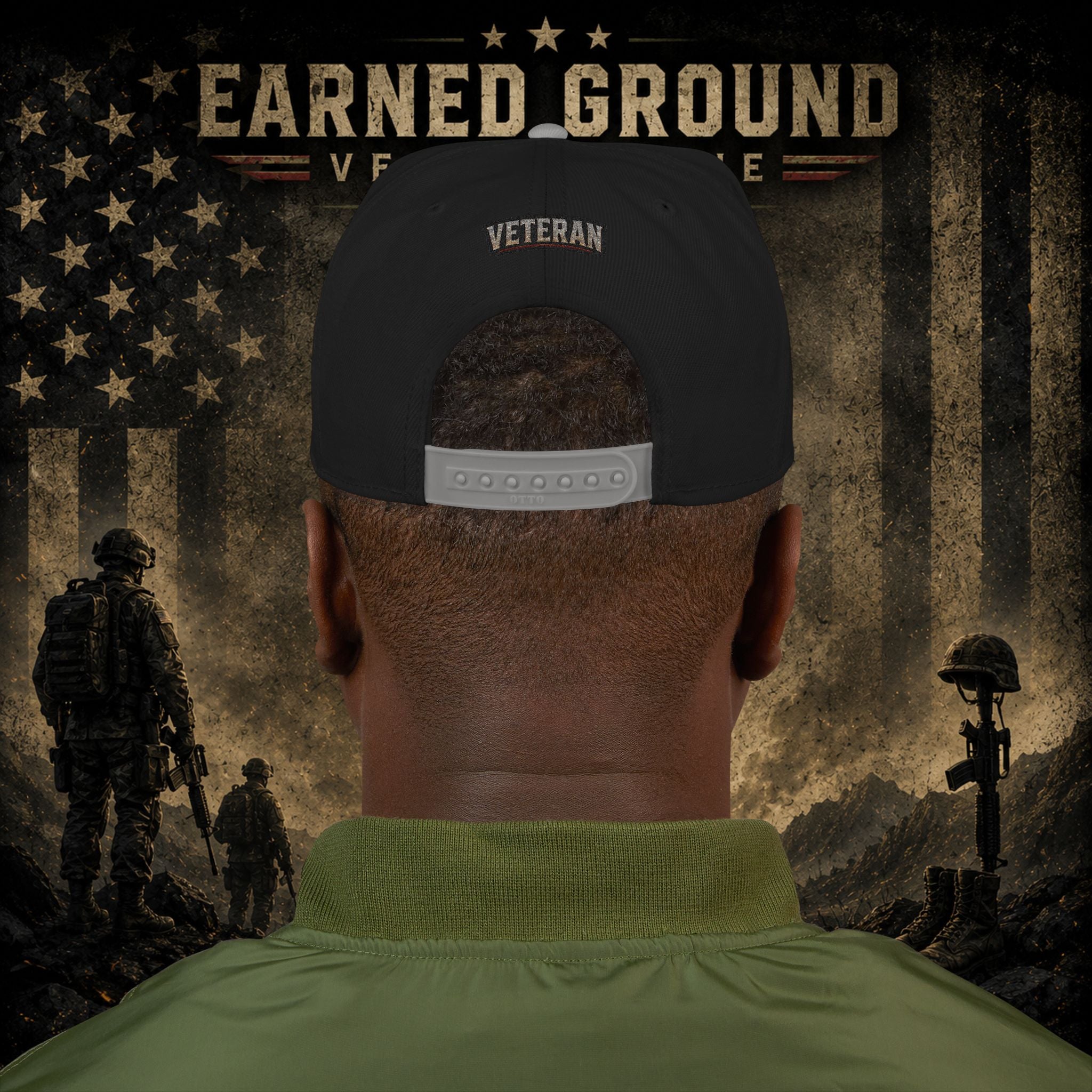 Earned Ground Veteran Line  Embroidered Snapback Hat