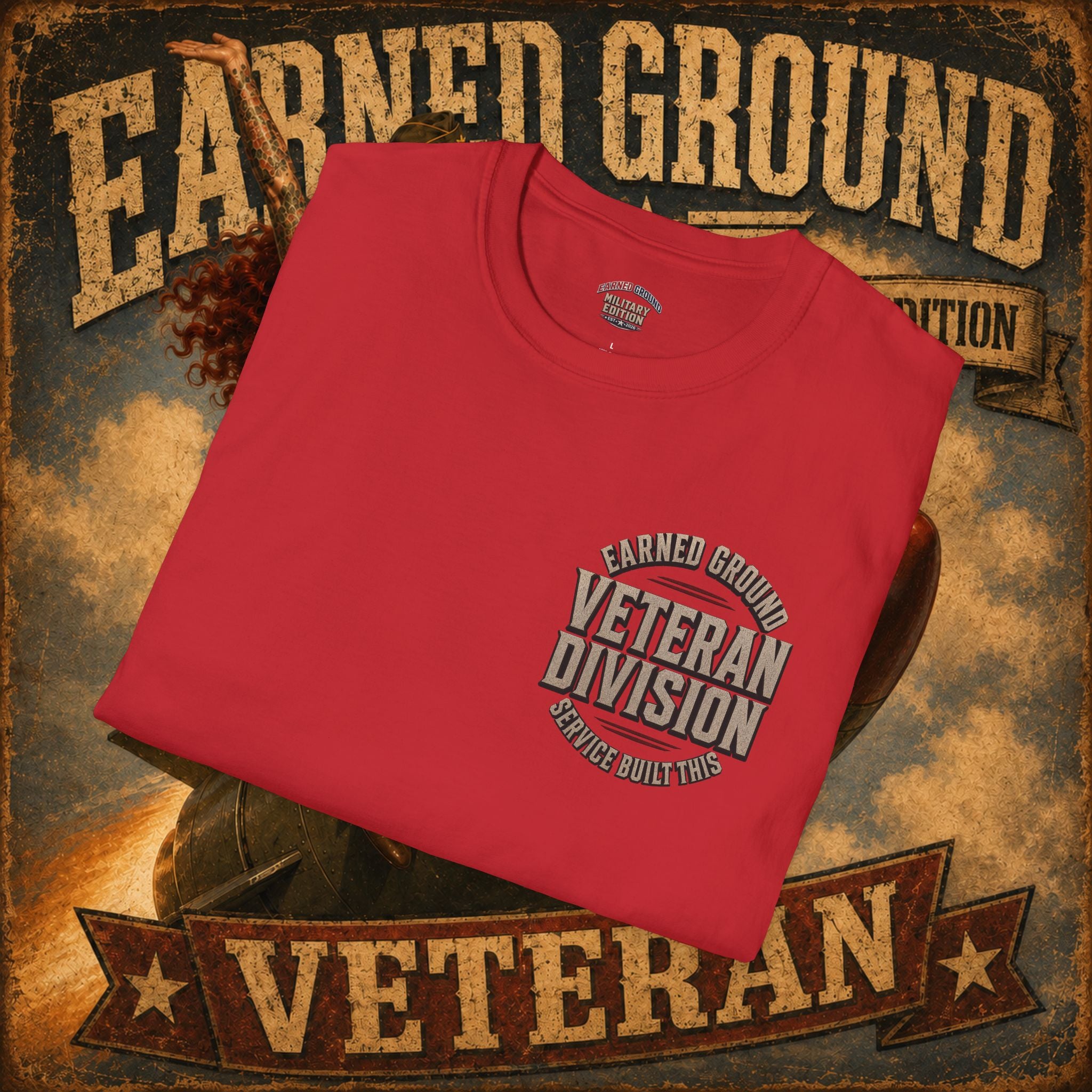 Earned Ground Veteran Division T‑Shirt —"LILY PINUP" VINTAGE SERVICE DIVISON