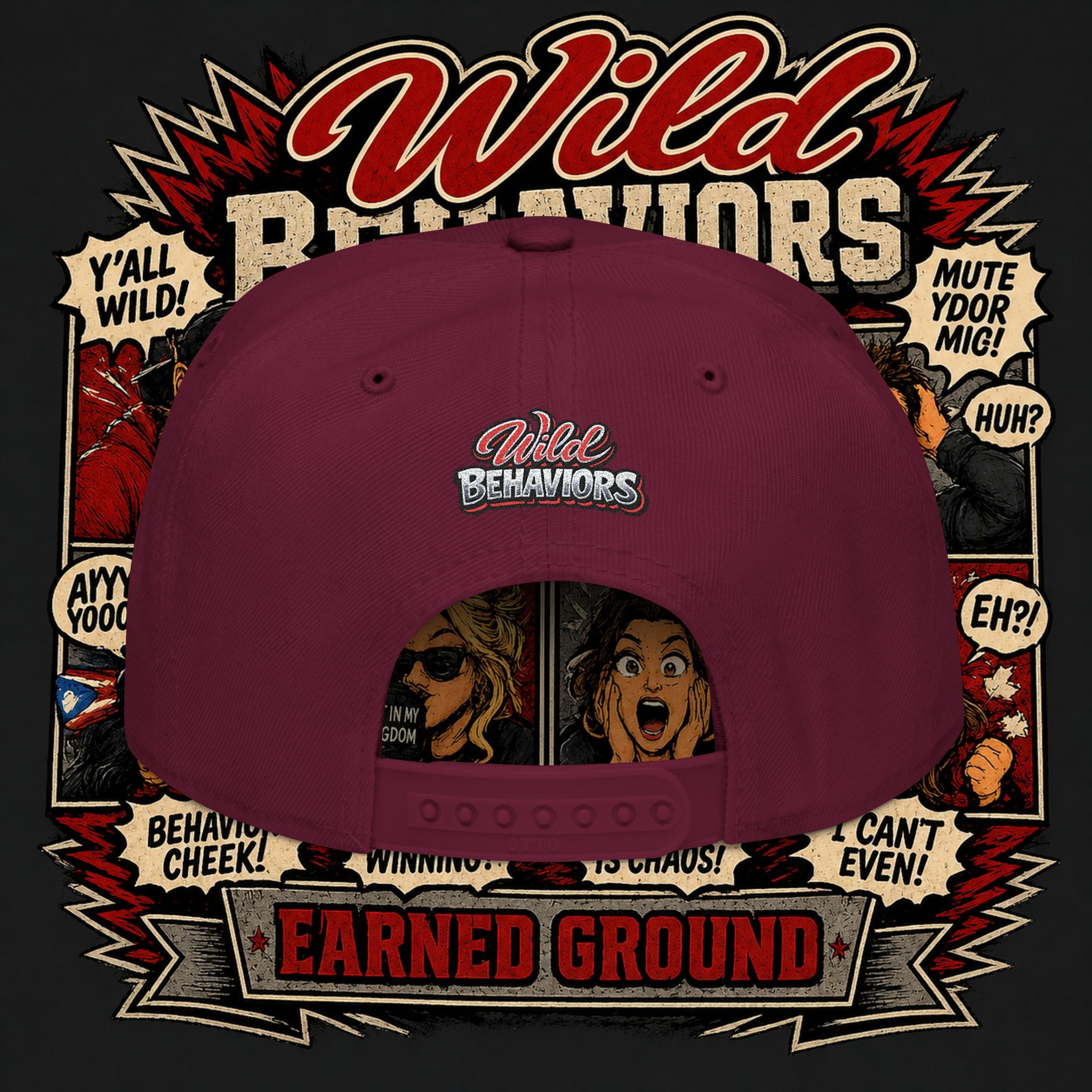 Earned Ground Cap Snapback Hat — 'Wild Behaviors' Embroidered Earned Ground Cap