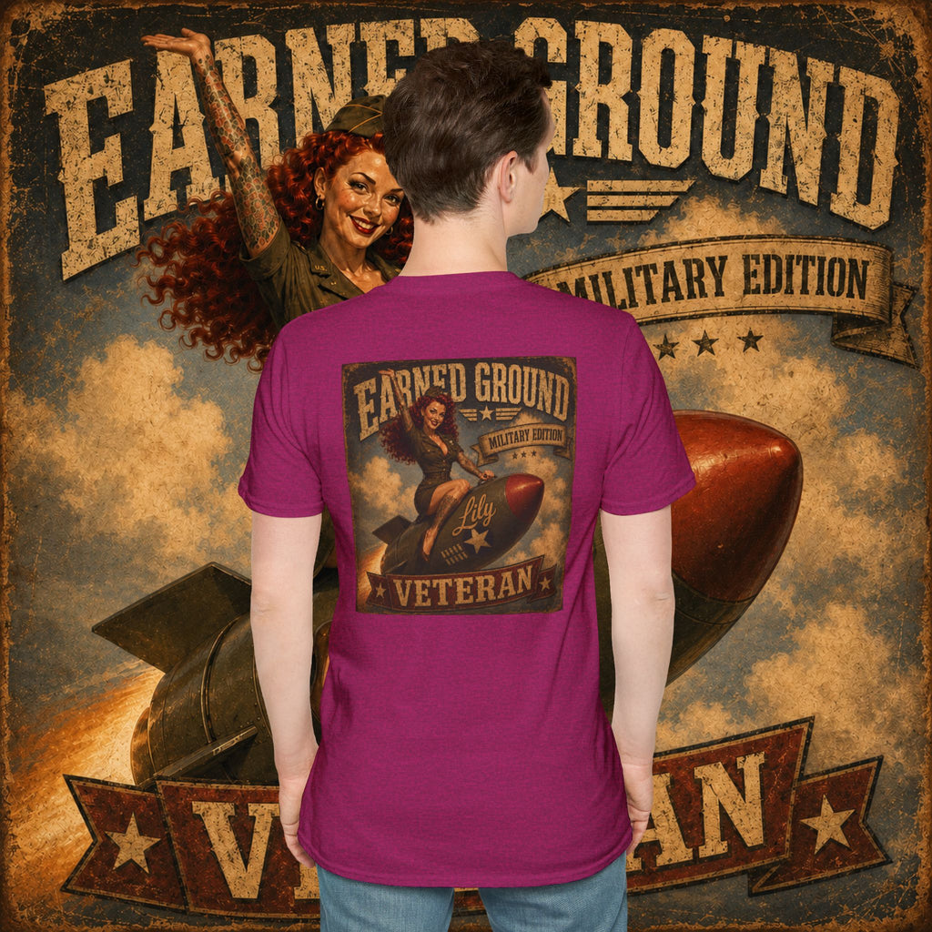Earned Ground Veteran Division T‑Shirt —"LILY PINUP" VINTAGE SERVICE DIVISON