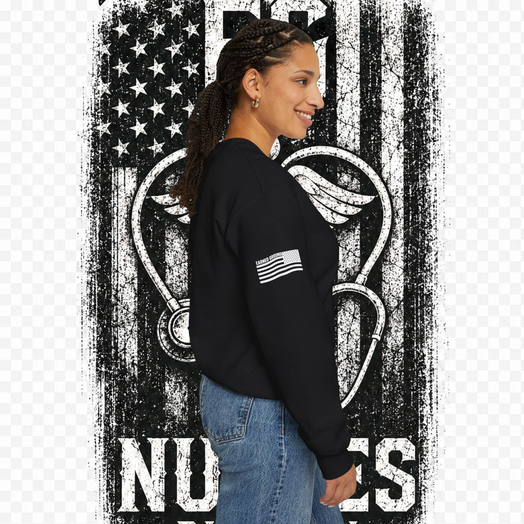 EARNED GROUND Nurses Division Crewneck Sweatshirt – Nurses Caduceus Badge Design
