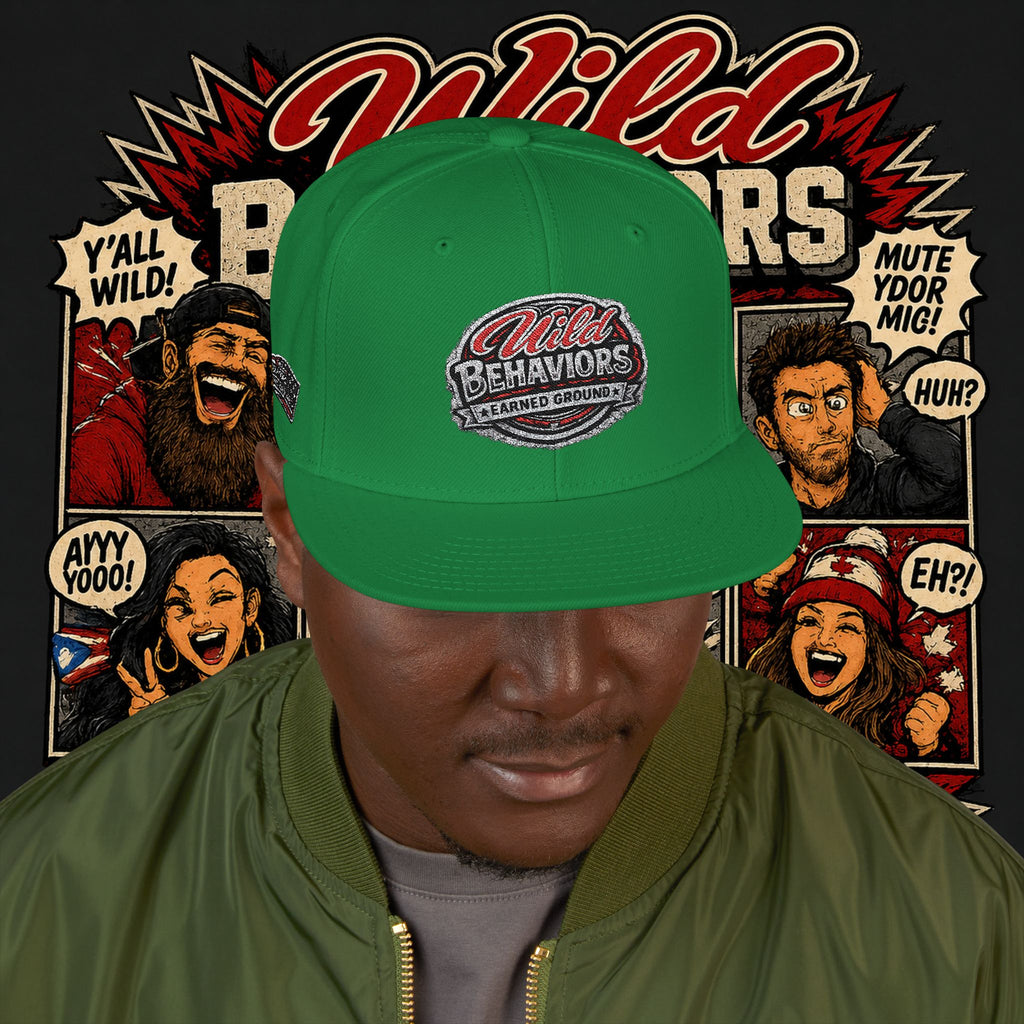 Earned Ground Cap Snapback Hat — 'Wild Behaviors' Embroidered Earned Ground Cap