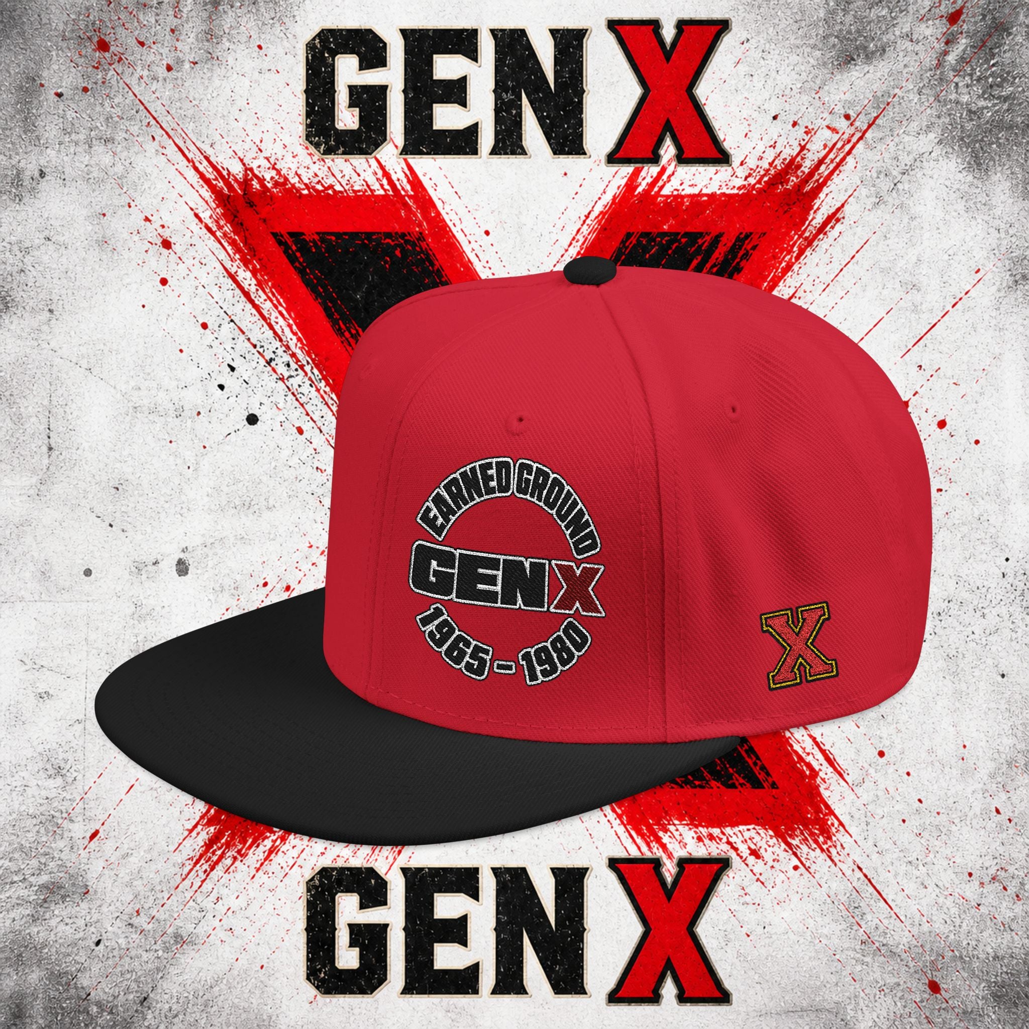 Gen X Embroidered Flat Bill Ball Cap — Gen X Proud 1965–1980