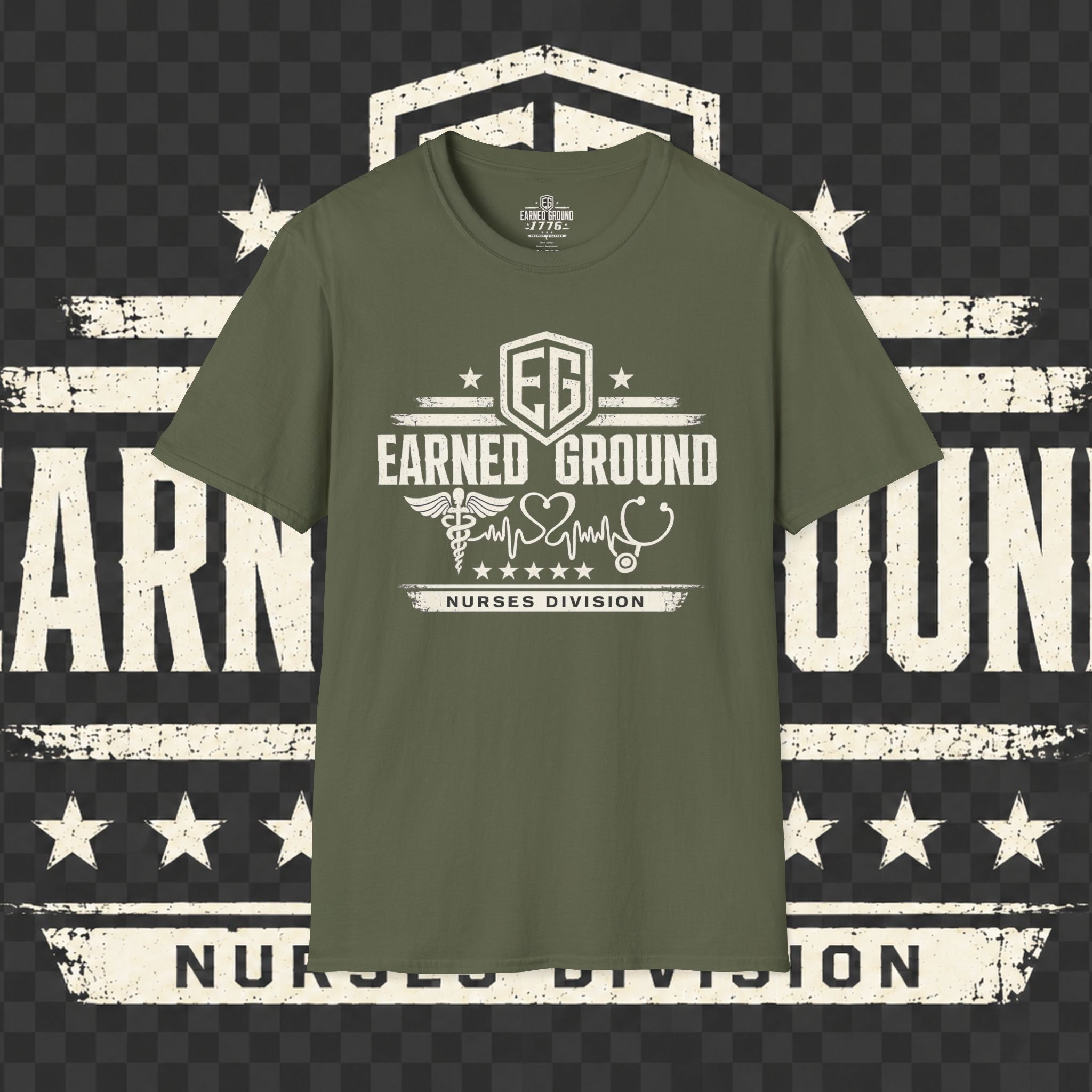 Earned Ground Nurses Division T-Shirt — Nurse Appreciation Medical Heartbeat Tee