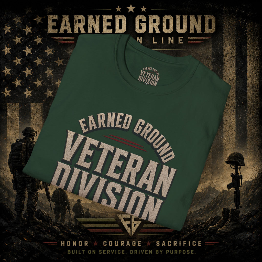 Earned Ground Veteran Division 'Service Built This'— Military Tribute Tee