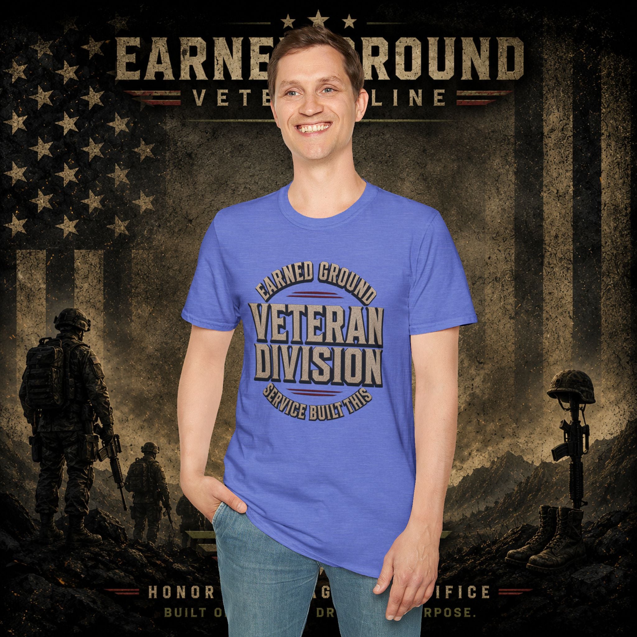 Earned Ground Veteran Division 'Service Built This'— Military Tribute Tee