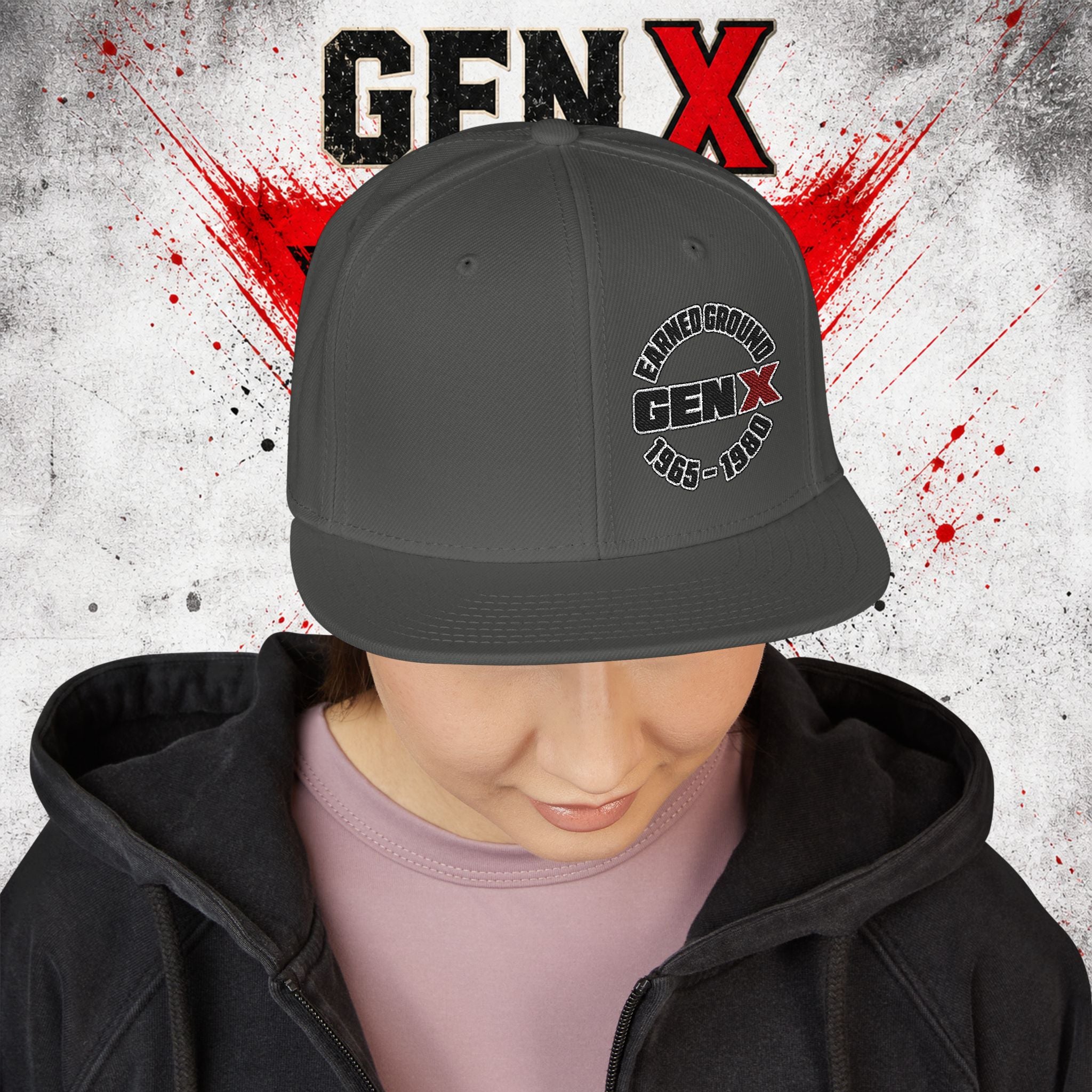 Gen X Embroidered Flat Bill Ball Cap — Gen X Proud 1965–1980