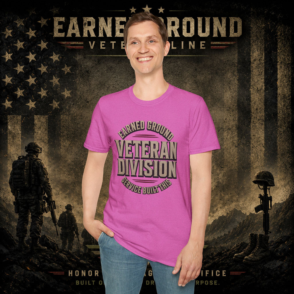 Earned Ground Veteran Division 'Service Built This'— Military Tribute Tee