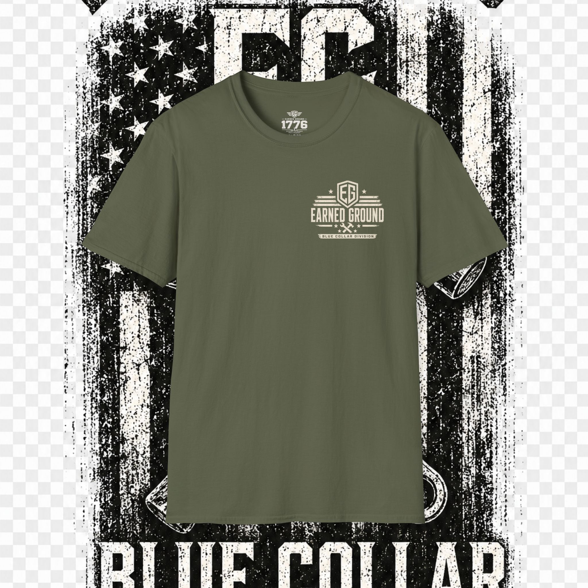 EARNED GROUND "BLUE COLLAR DIVISION" Coastal Calm Graphic T-Shirt