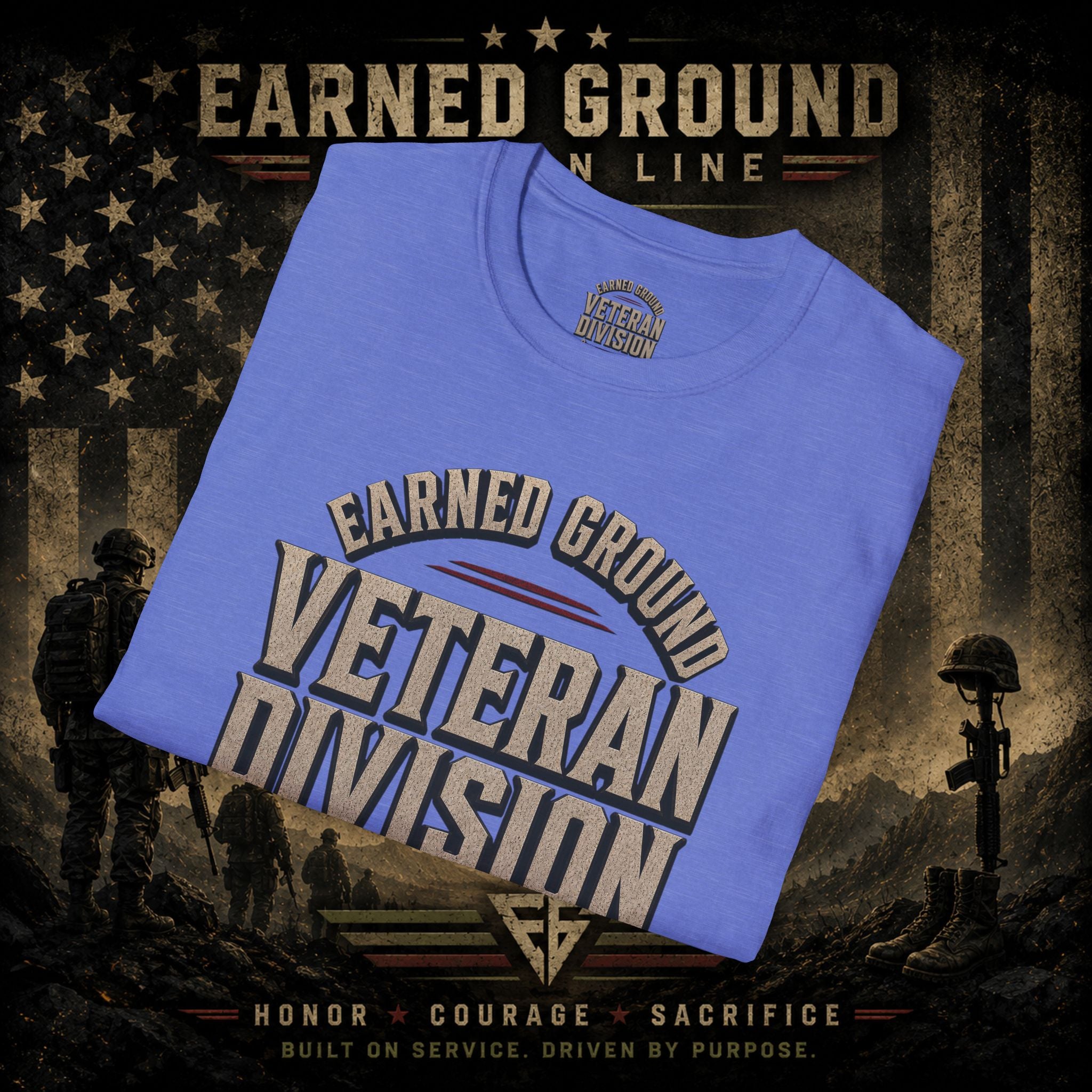 Earned Ground Veteran Division 'Service Built This'— Military Tribute Tee