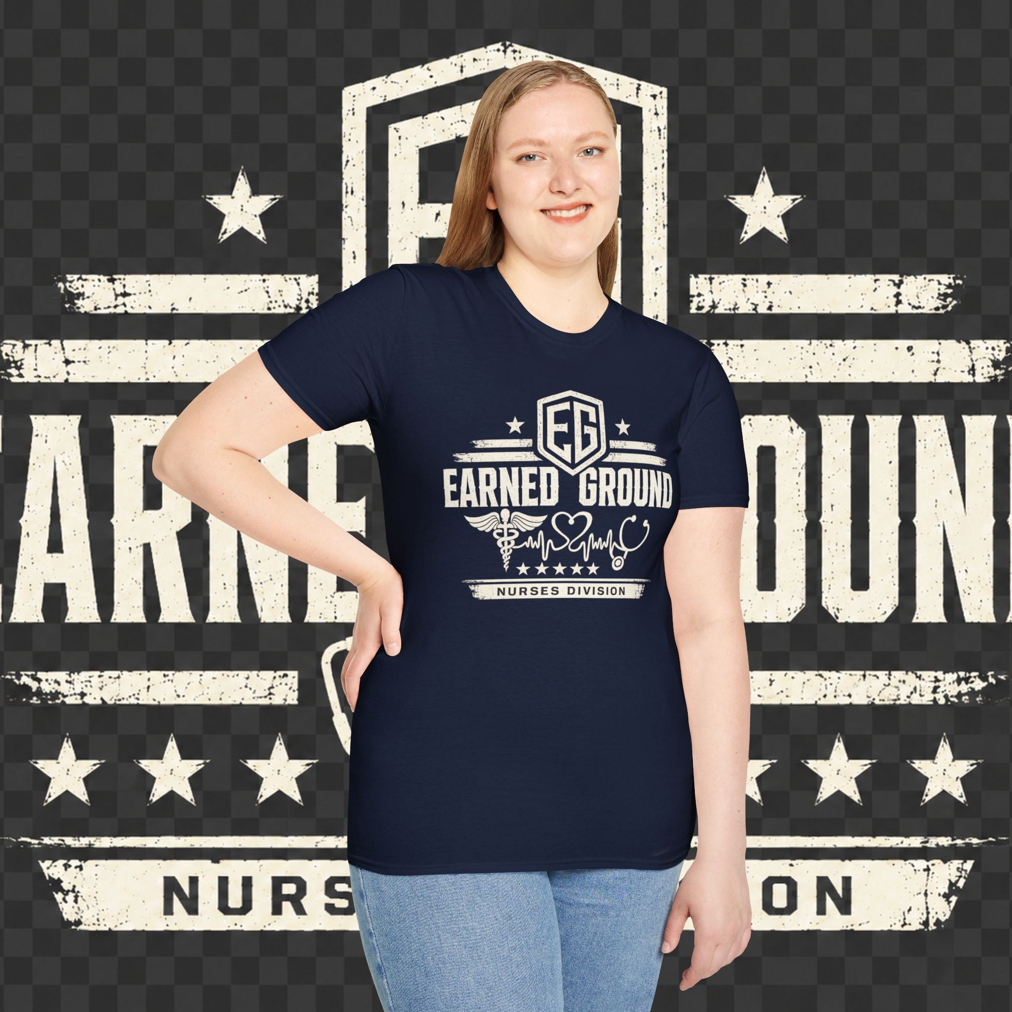 Earned Ground Nurses Division T-Shirt — Nurse Appreciation Medical Heartbeat Tee